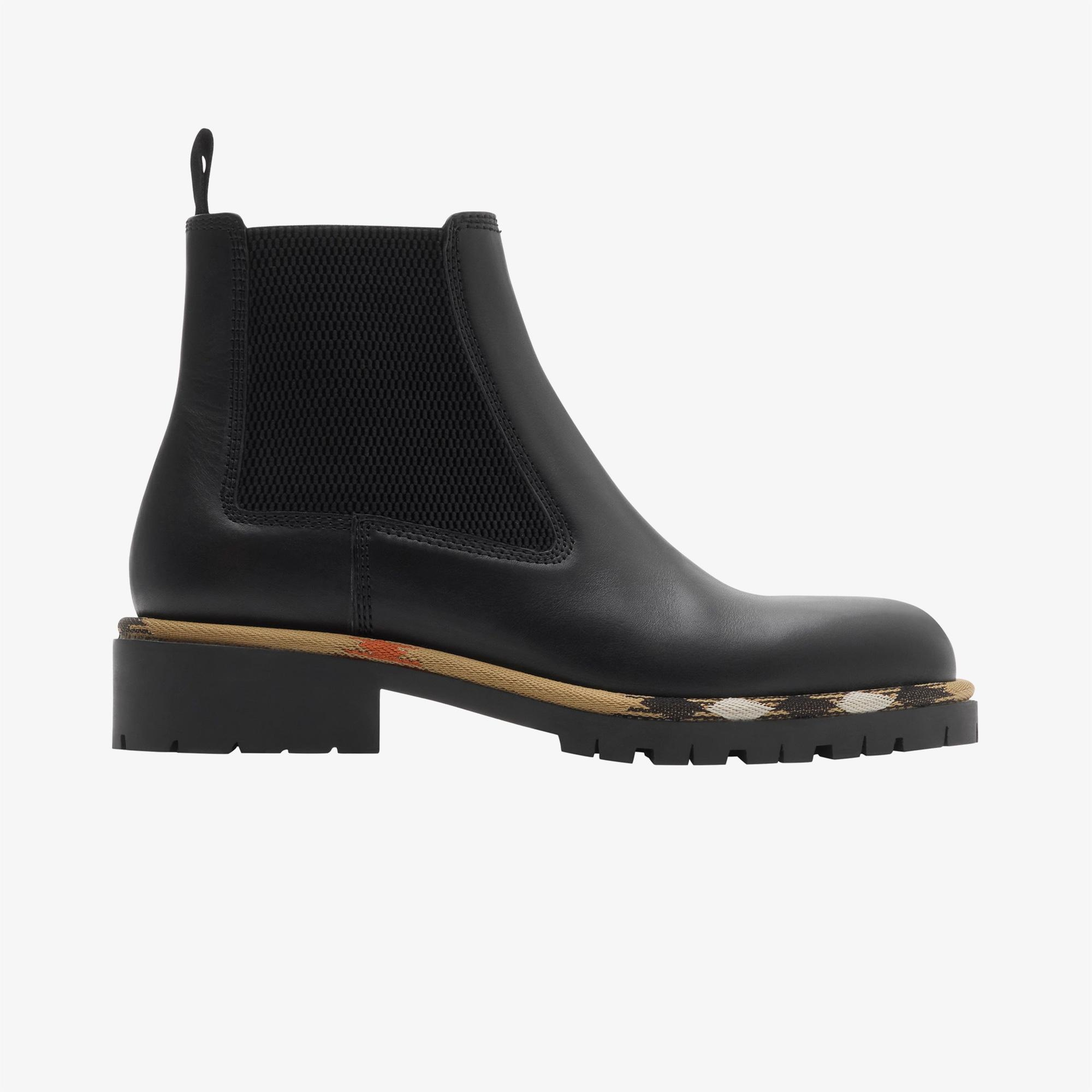 Burberry Leather Gravel Chelsea Kadın Siyah Bot