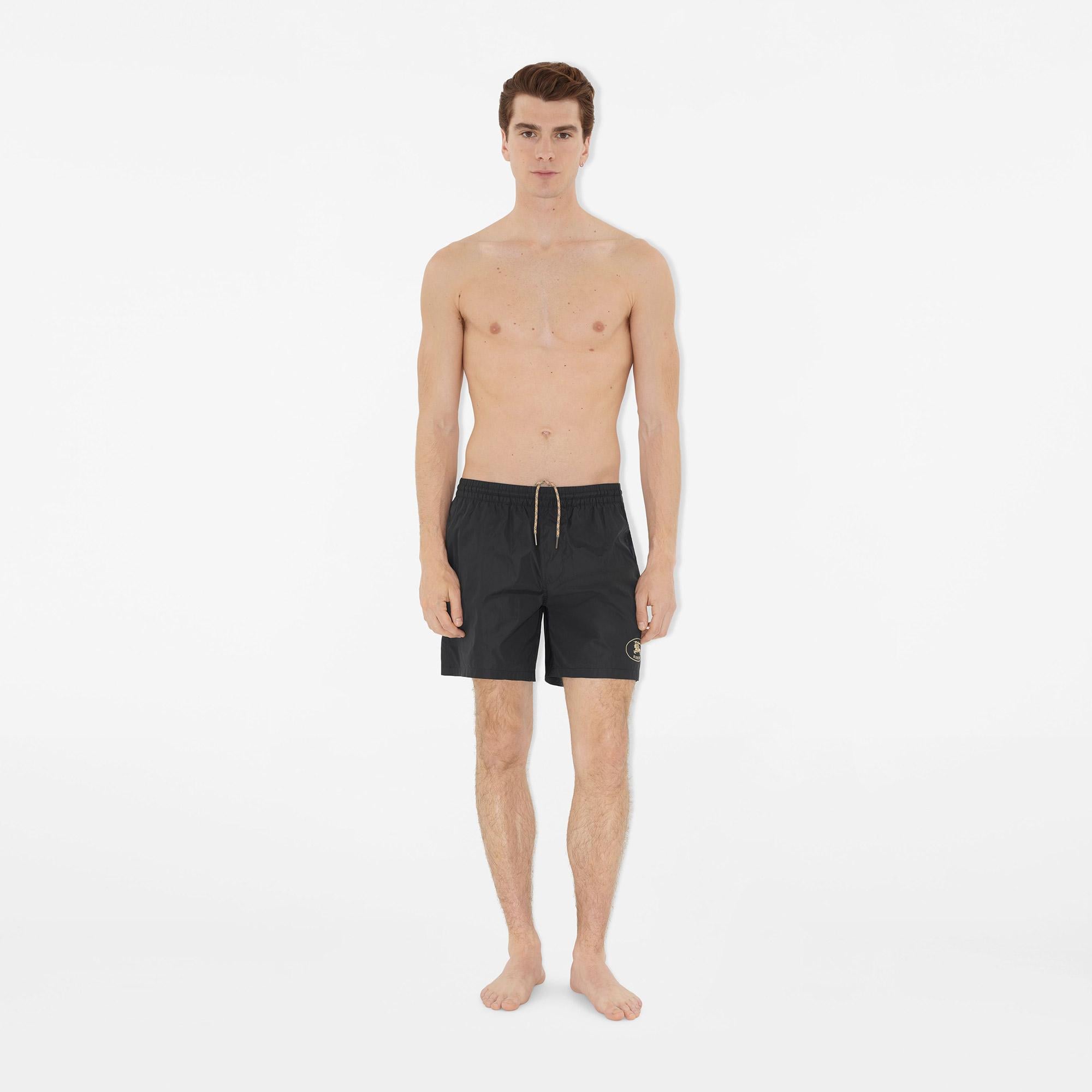 Burberry Seb Knight Stamp Erkek Siyah Deniz Şortu