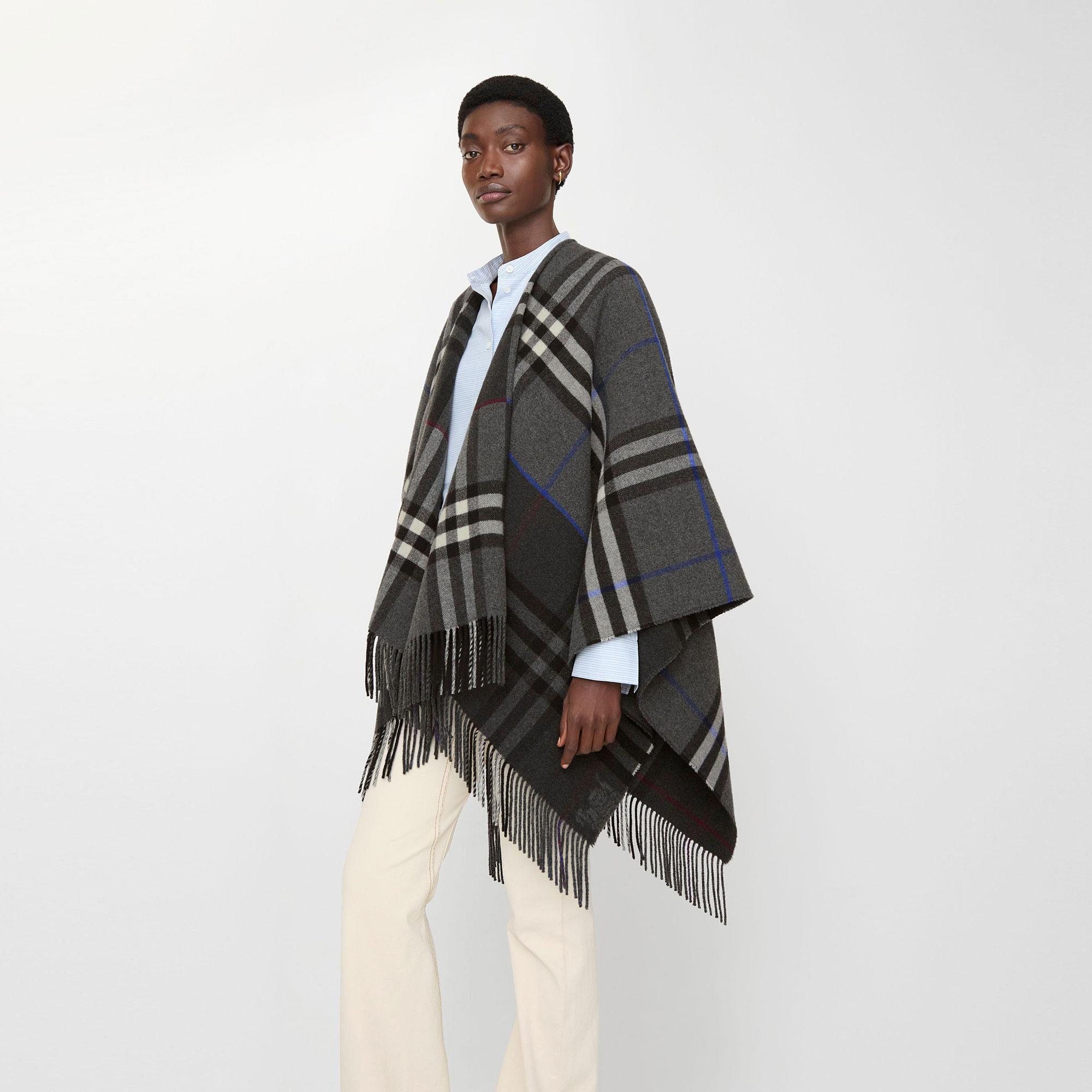 Burberry Double Check Kadın Gri Panço