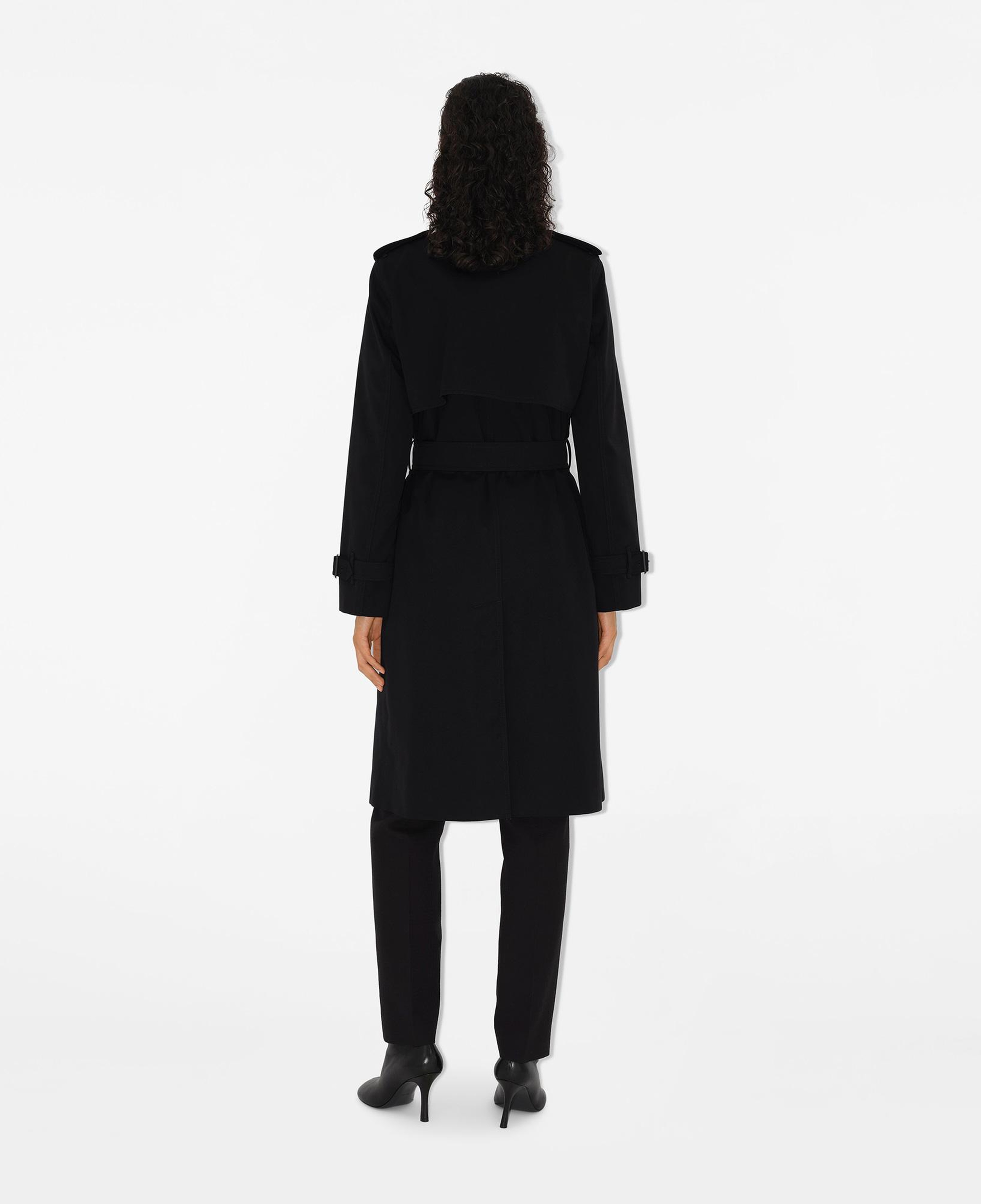 Burberry Sandridge Long Check Collar Gabardine Kadın Siyah Pardesü