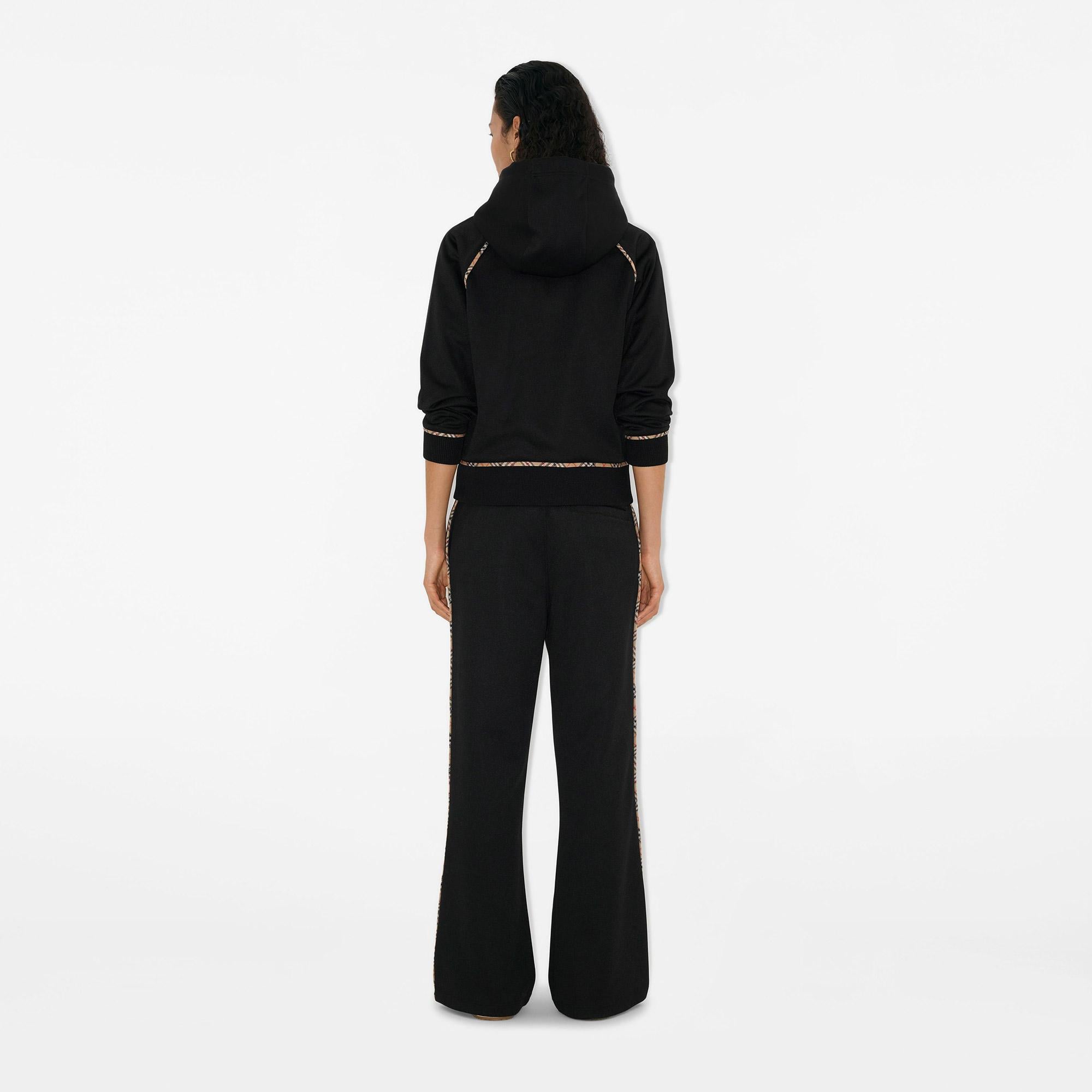 Burberry Hailey Check Trim Cotton Blend Kadın Siyah Sweatshirt