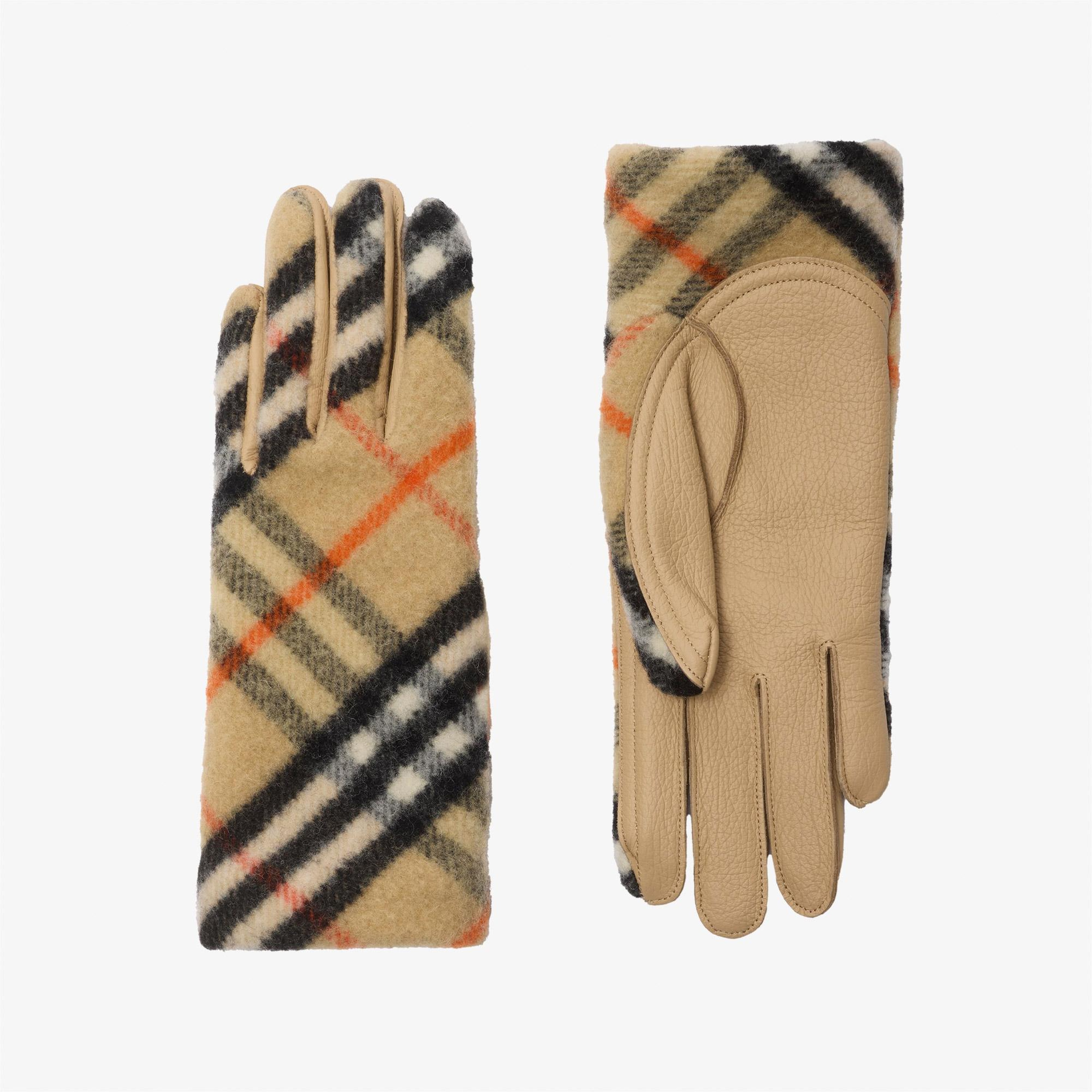 Burberry Bias Wool Kadın Bej Eldiven