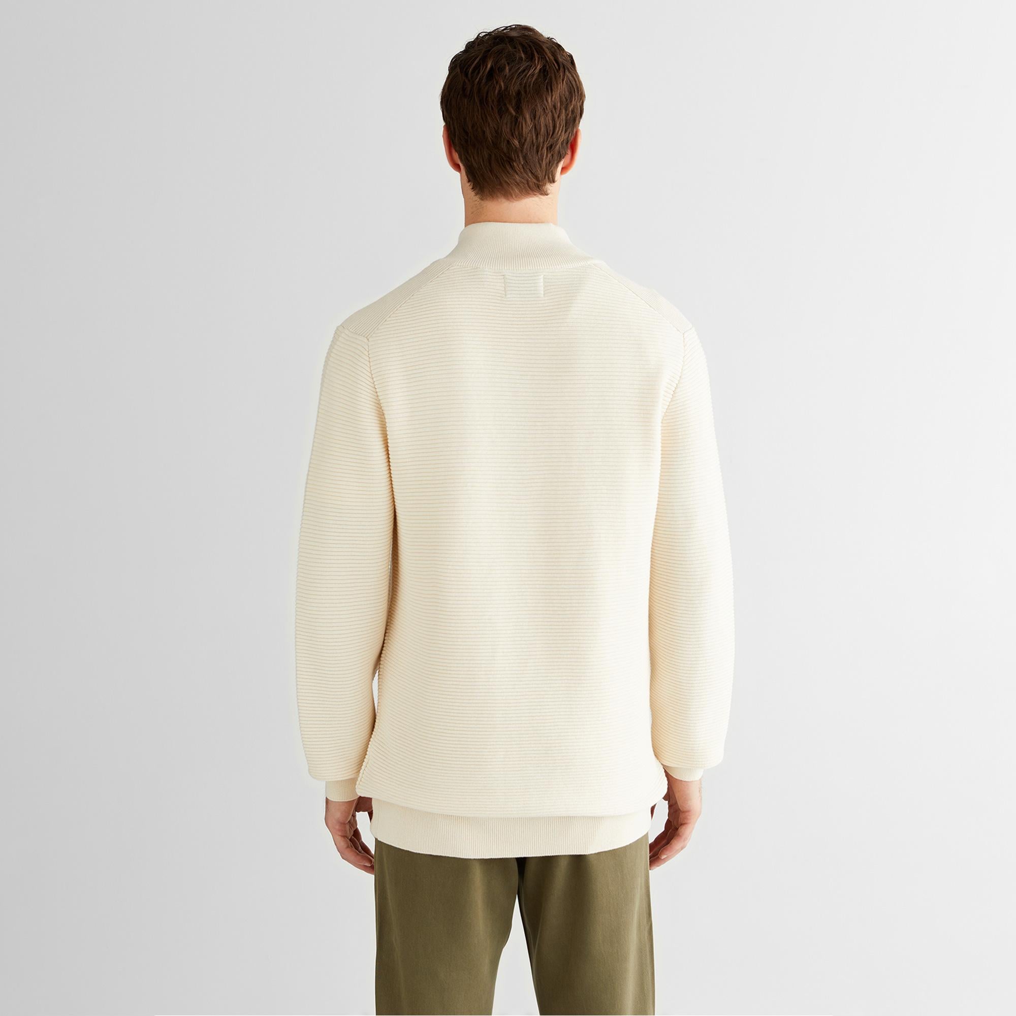 GANT Erkek Krem Regular Fit Yarım Fermuarlı Triko