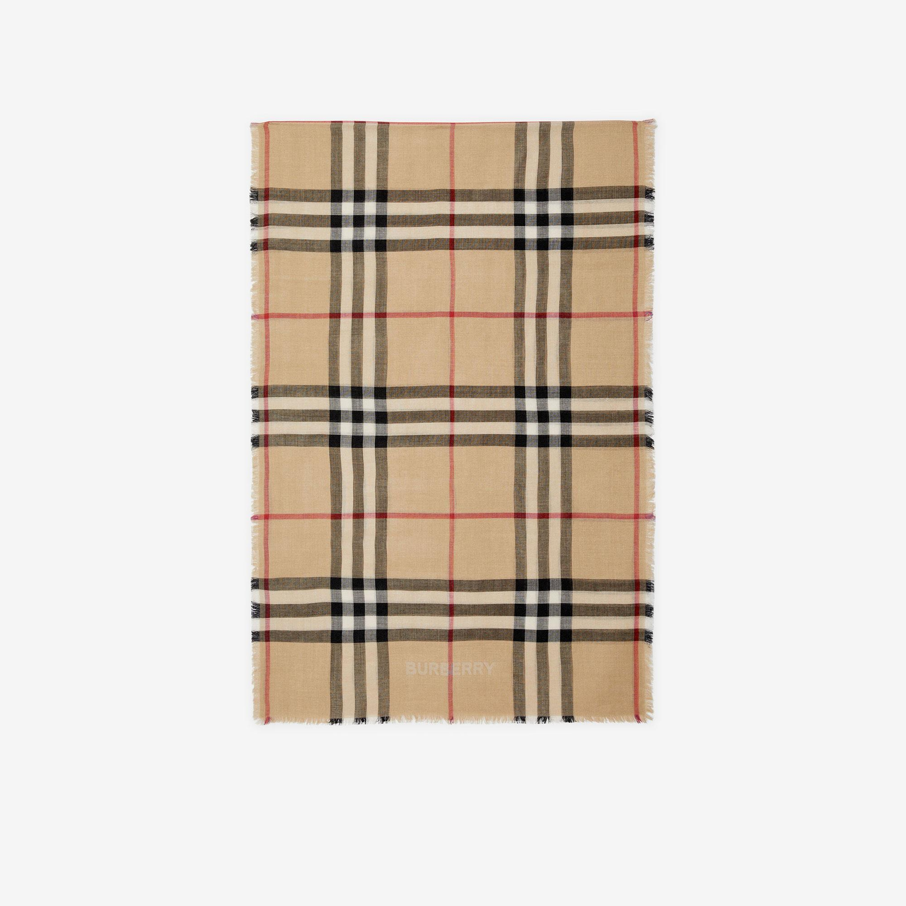 Burberry Gauz Reversible Wool Silk Kadın Bej Atkı