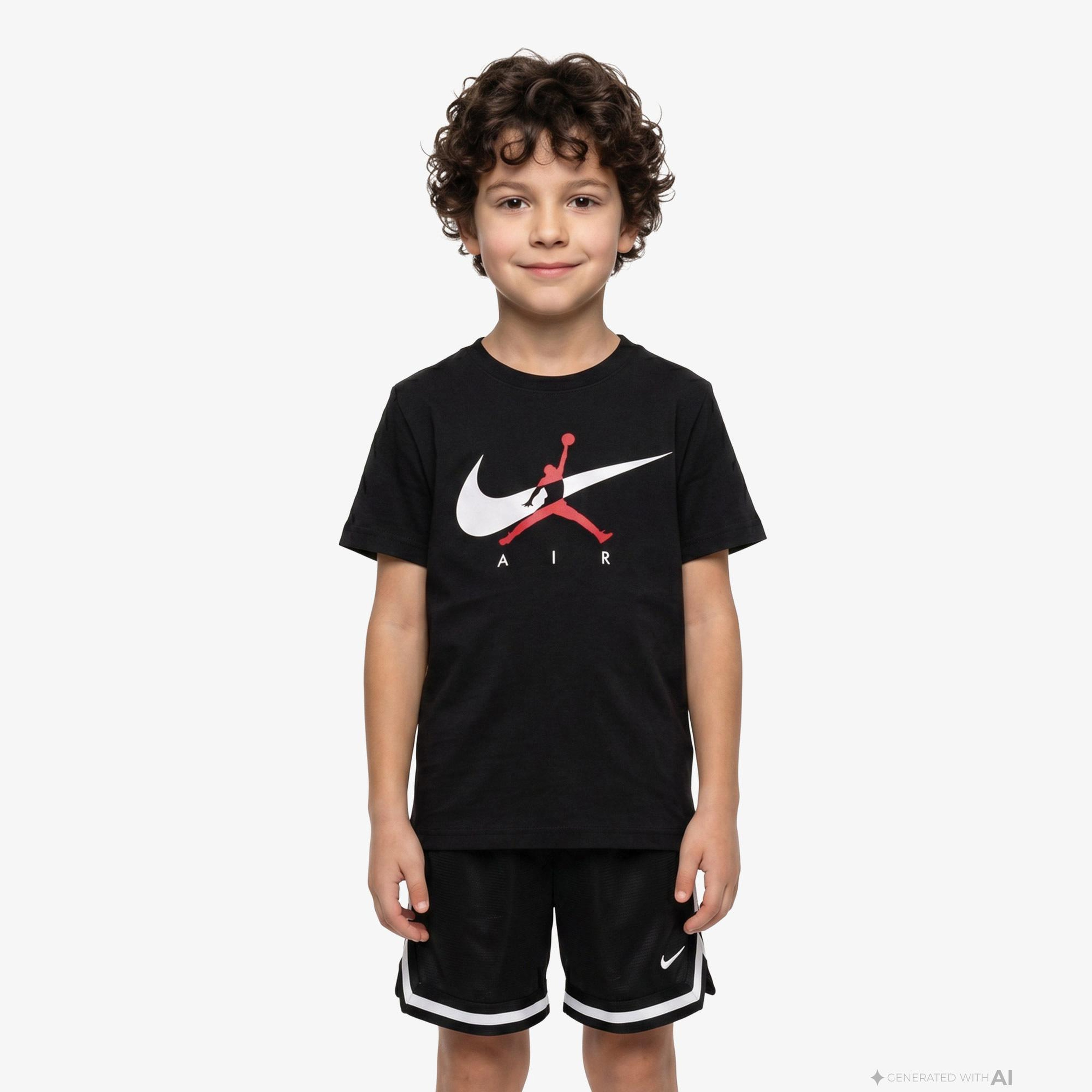 Jordan Jumpman Swoosh Intersectio Erkek Çocuk Siyah T-Shirt
