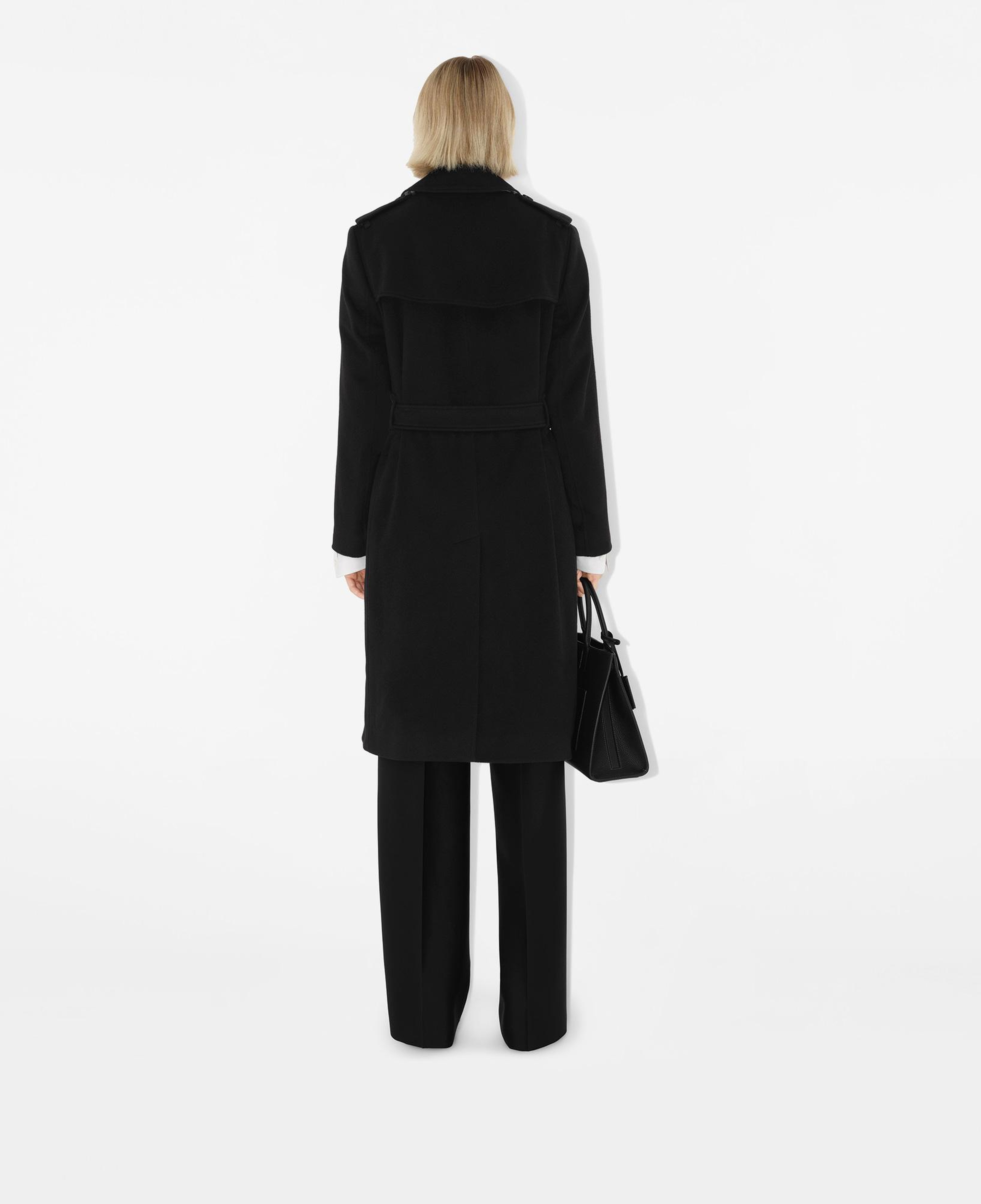 Burberry Long Kaşmir Karışımlı Kensington Trench Kadın Siyah Trençkot