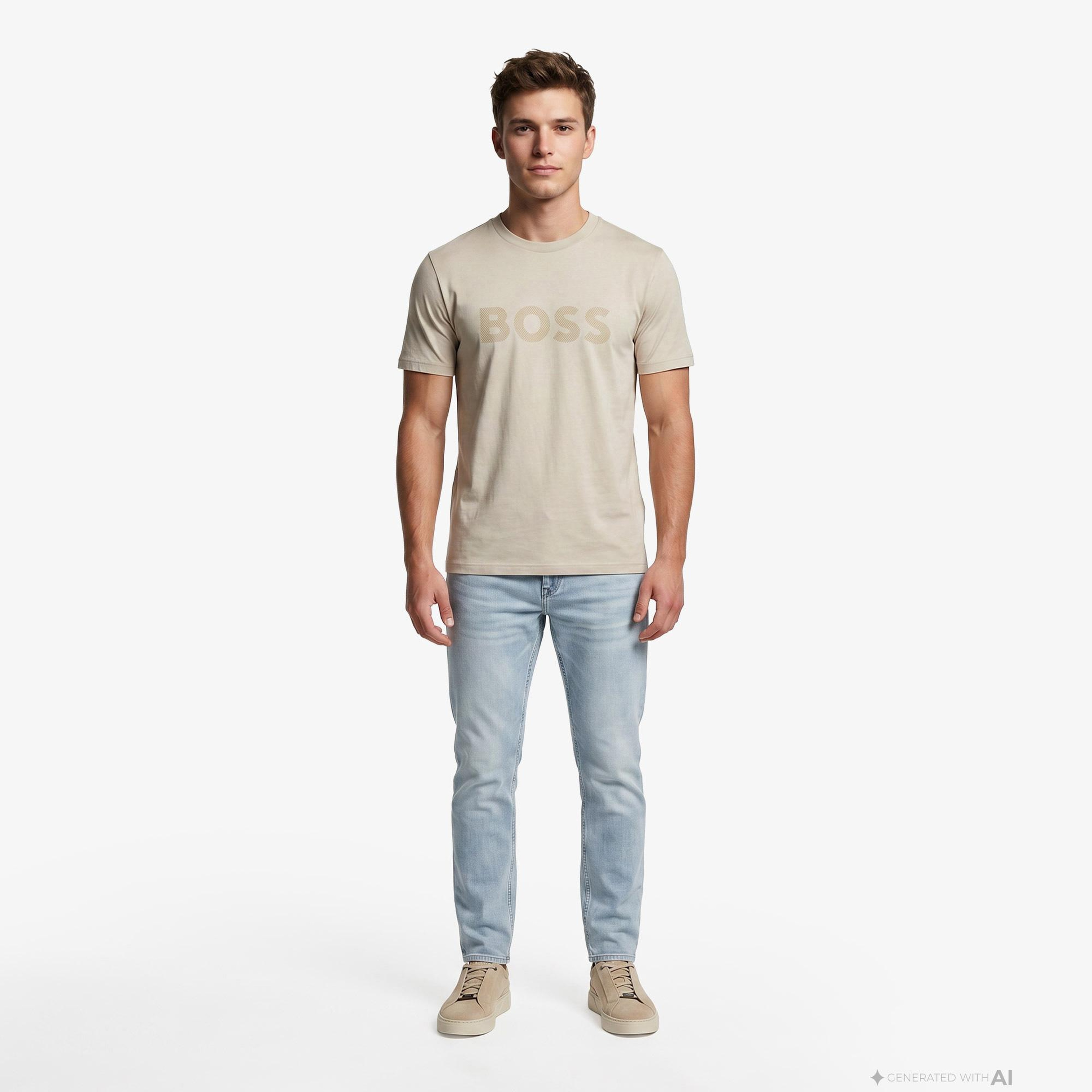 Boss Iconic Logo Erkek Bej T-Shirt
