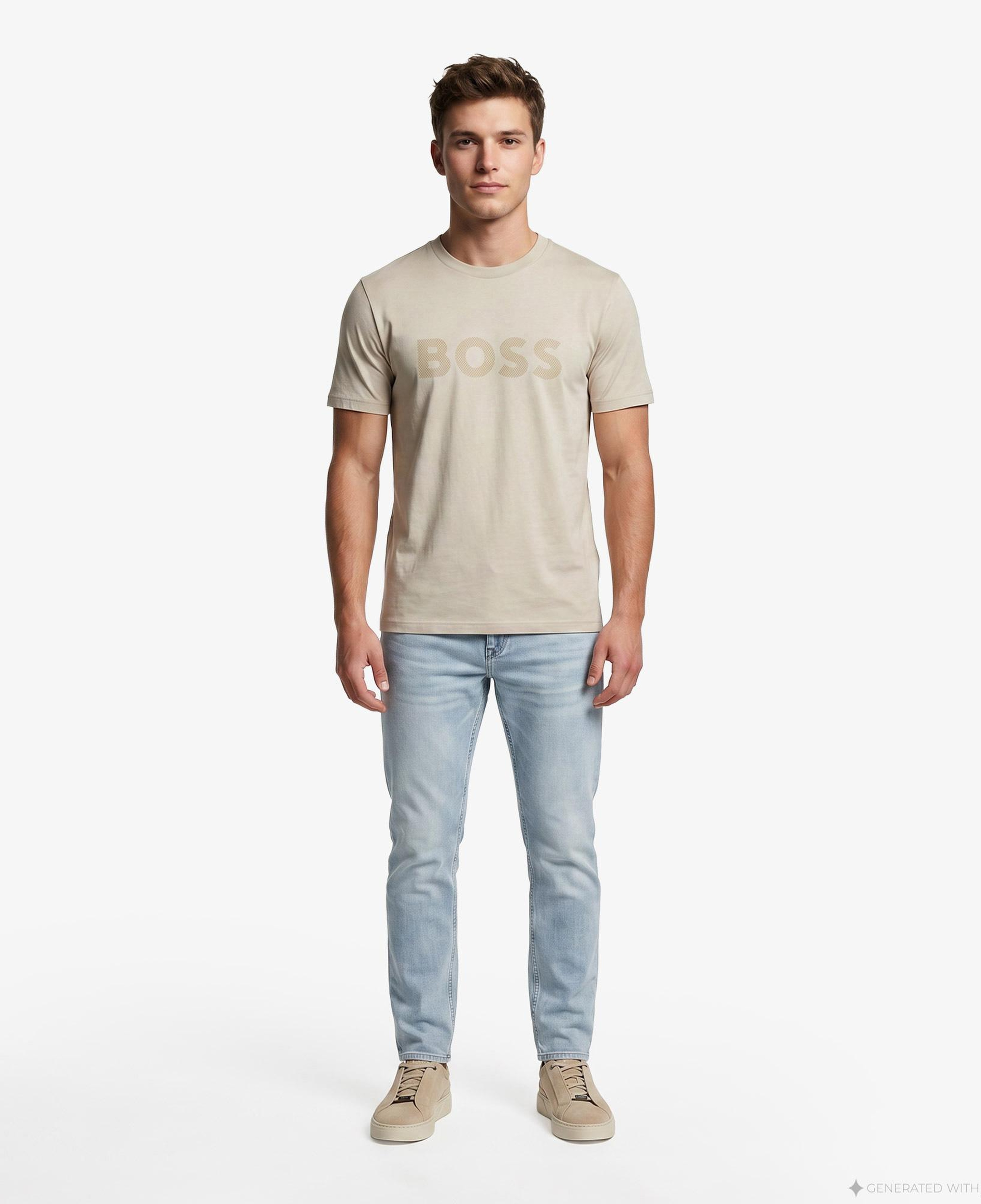Boss Iconic Logo Erkek Bej T-Shirt