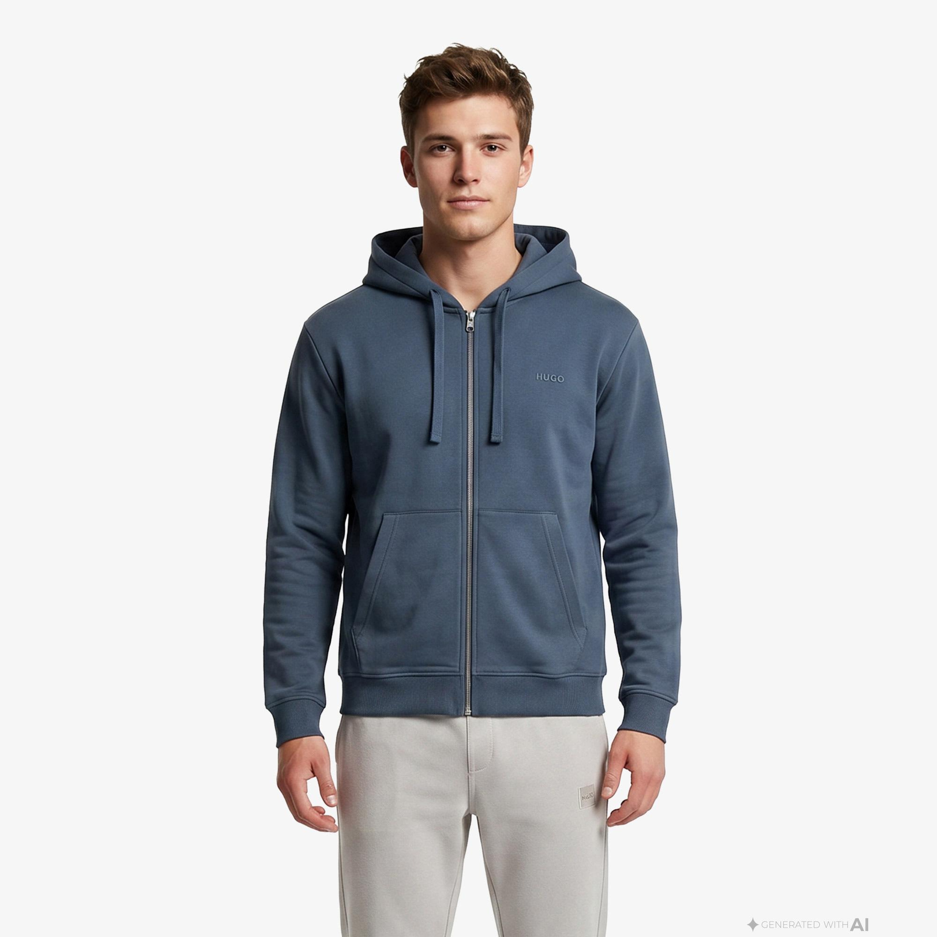 Hugo Dapo Fermuarlı Erkek Mavi Sweatshirt