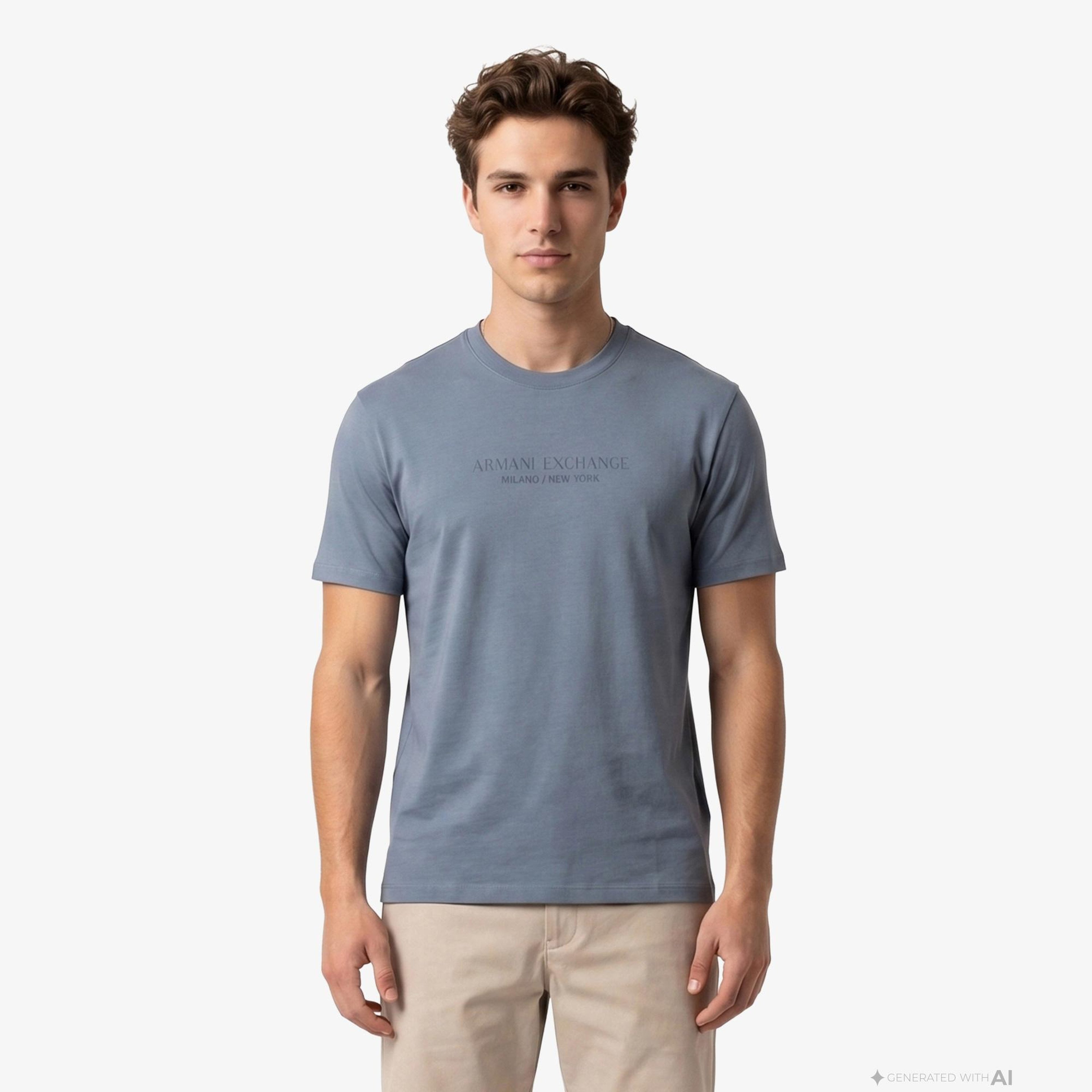 Armani Exchange Erkek Mavi T-Shirt
