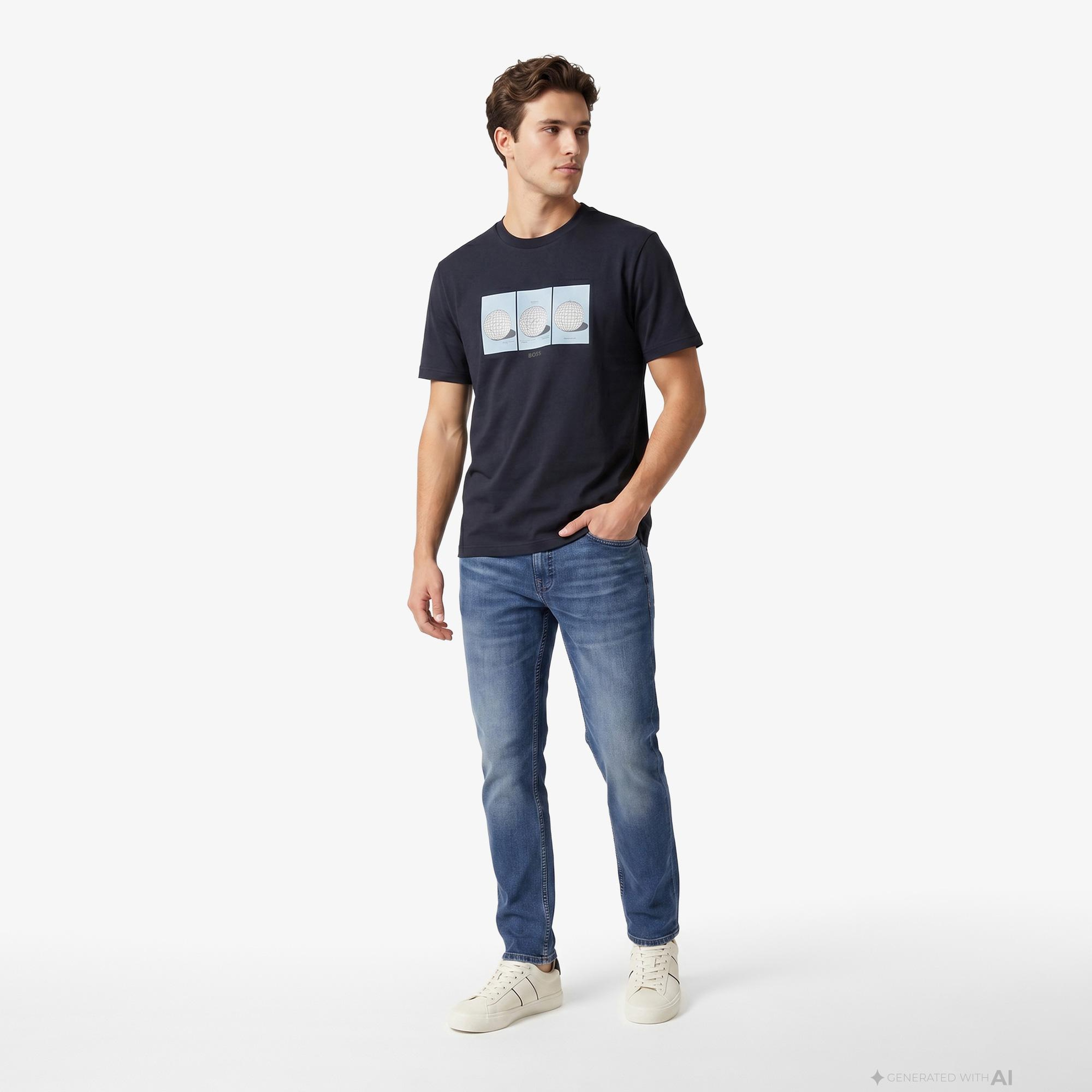 Boss Terrace Photo Erkek Lacivert T-Shirt