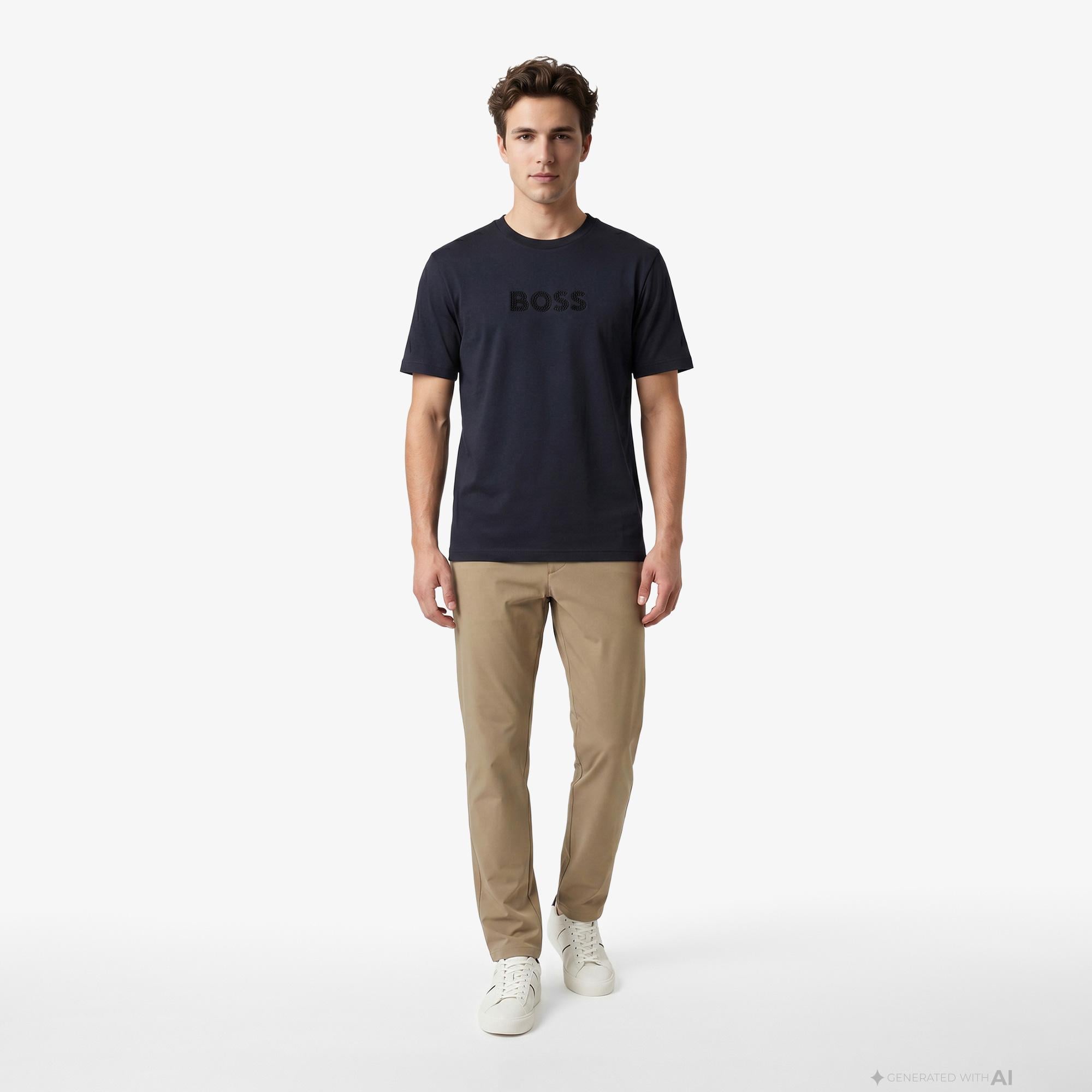 Boss Terrace Logo Erkek Lacivert T-Shirt