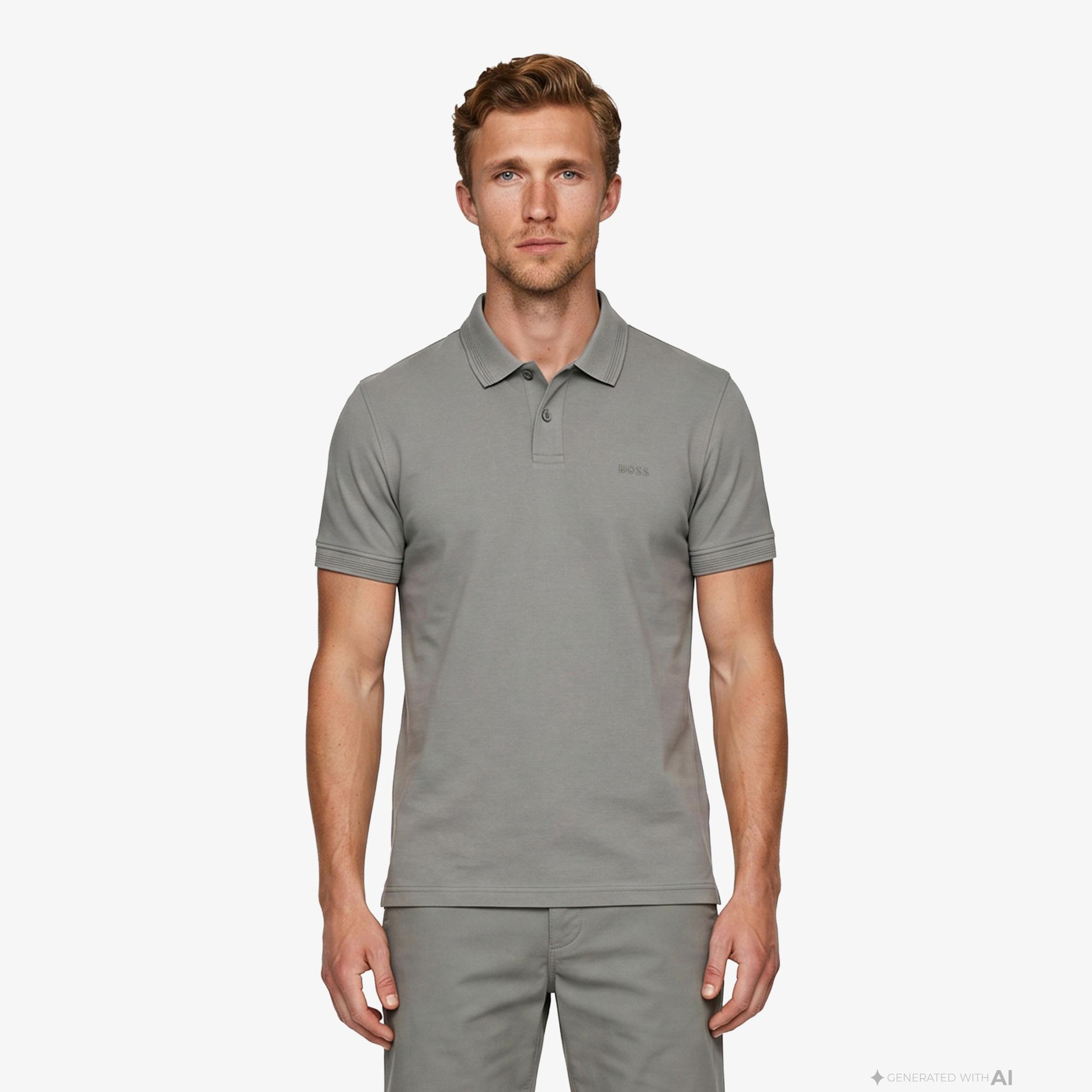 Boss Interlock Erkek Gri Polo