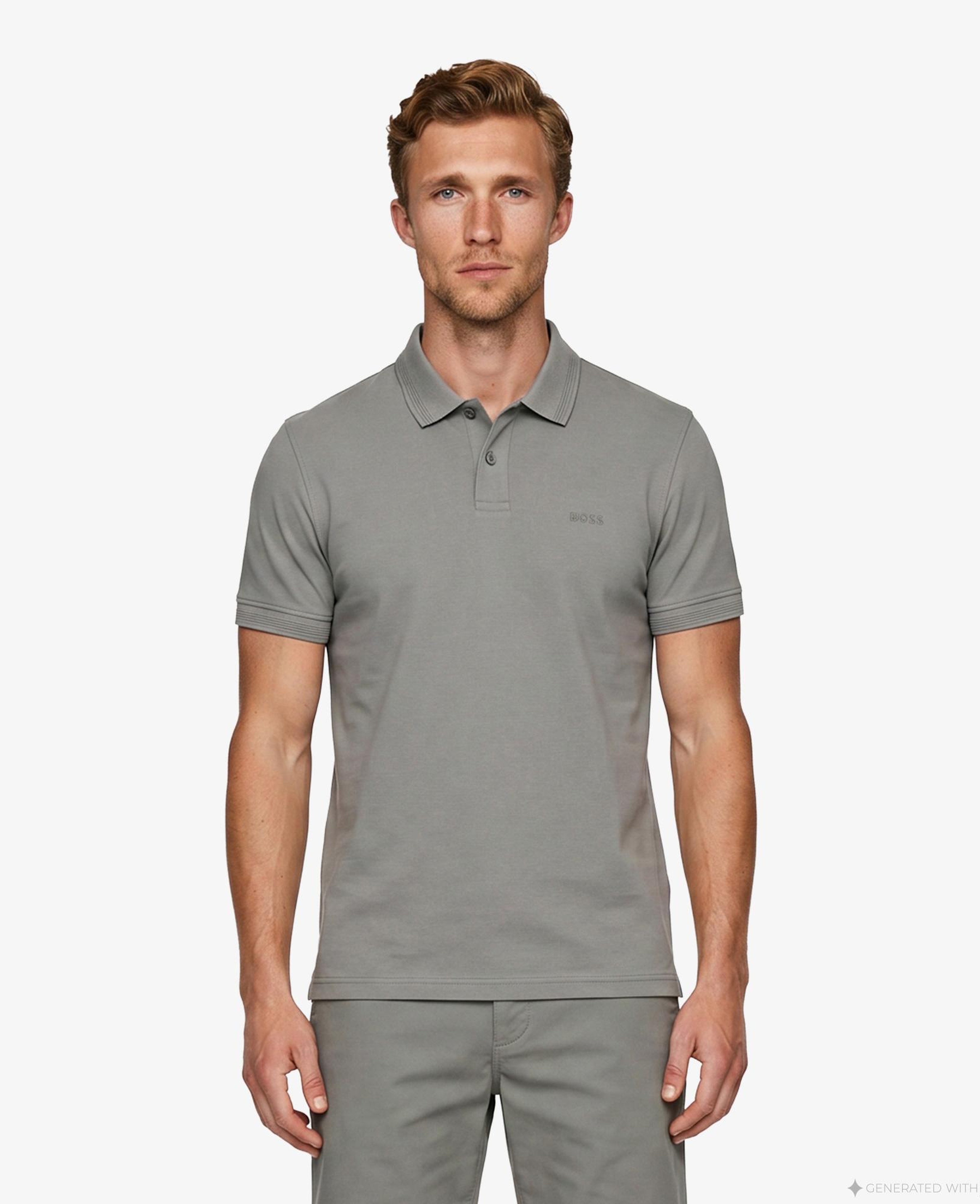 Boss Interlock Erkek Gri Polo