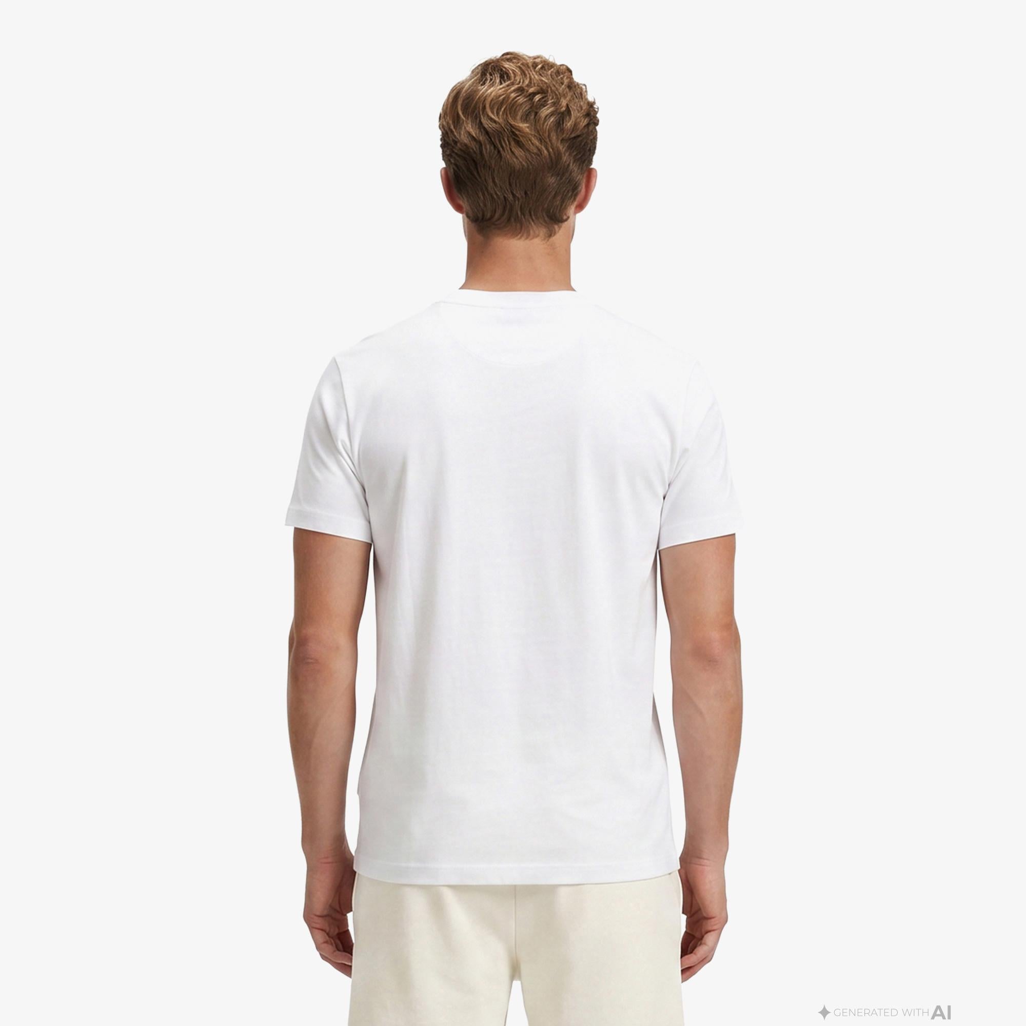 Boss Globe Logo Pattern Erkek Beyaz T-Shirt