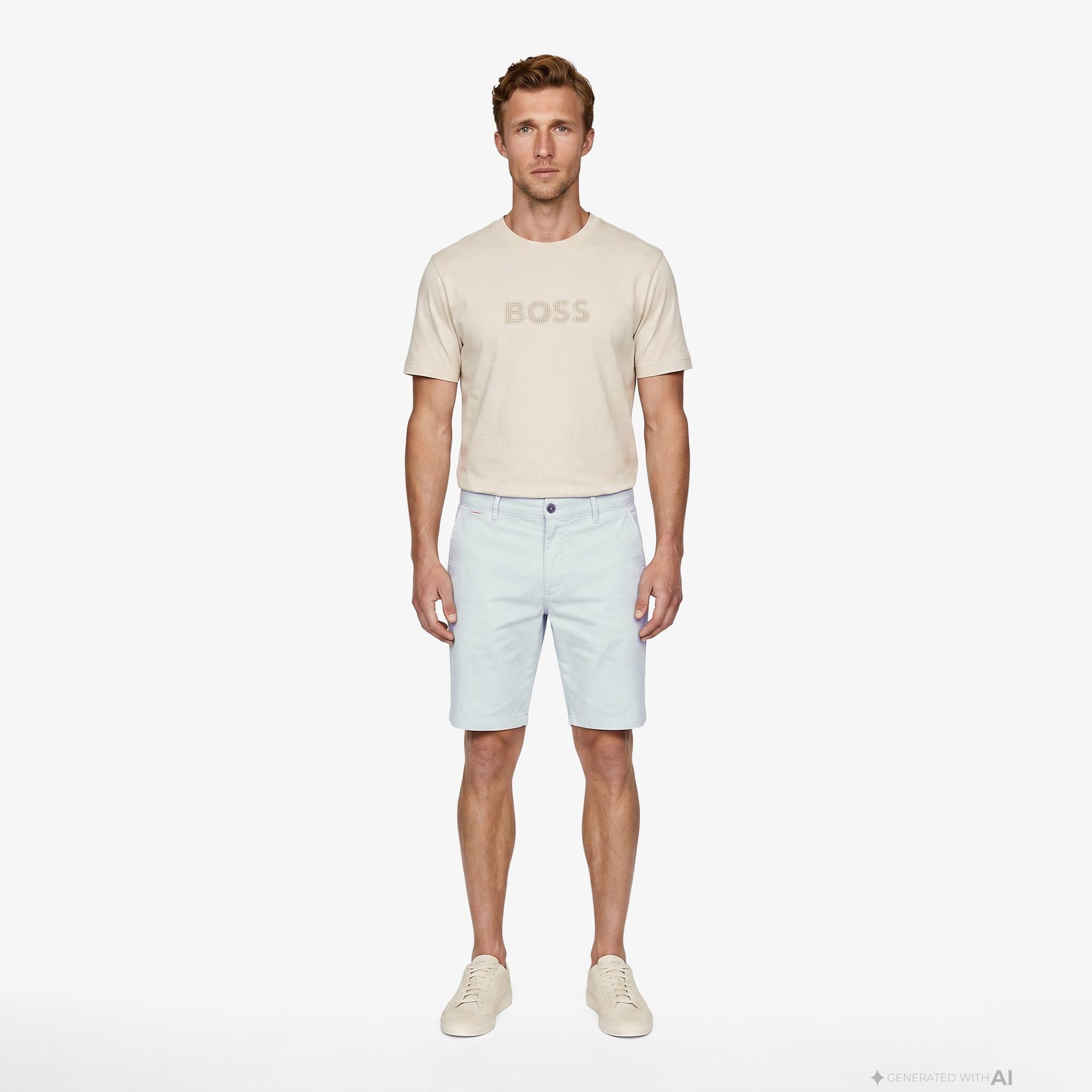 Boss Terrace Logo Erkek Bej T-Shirt