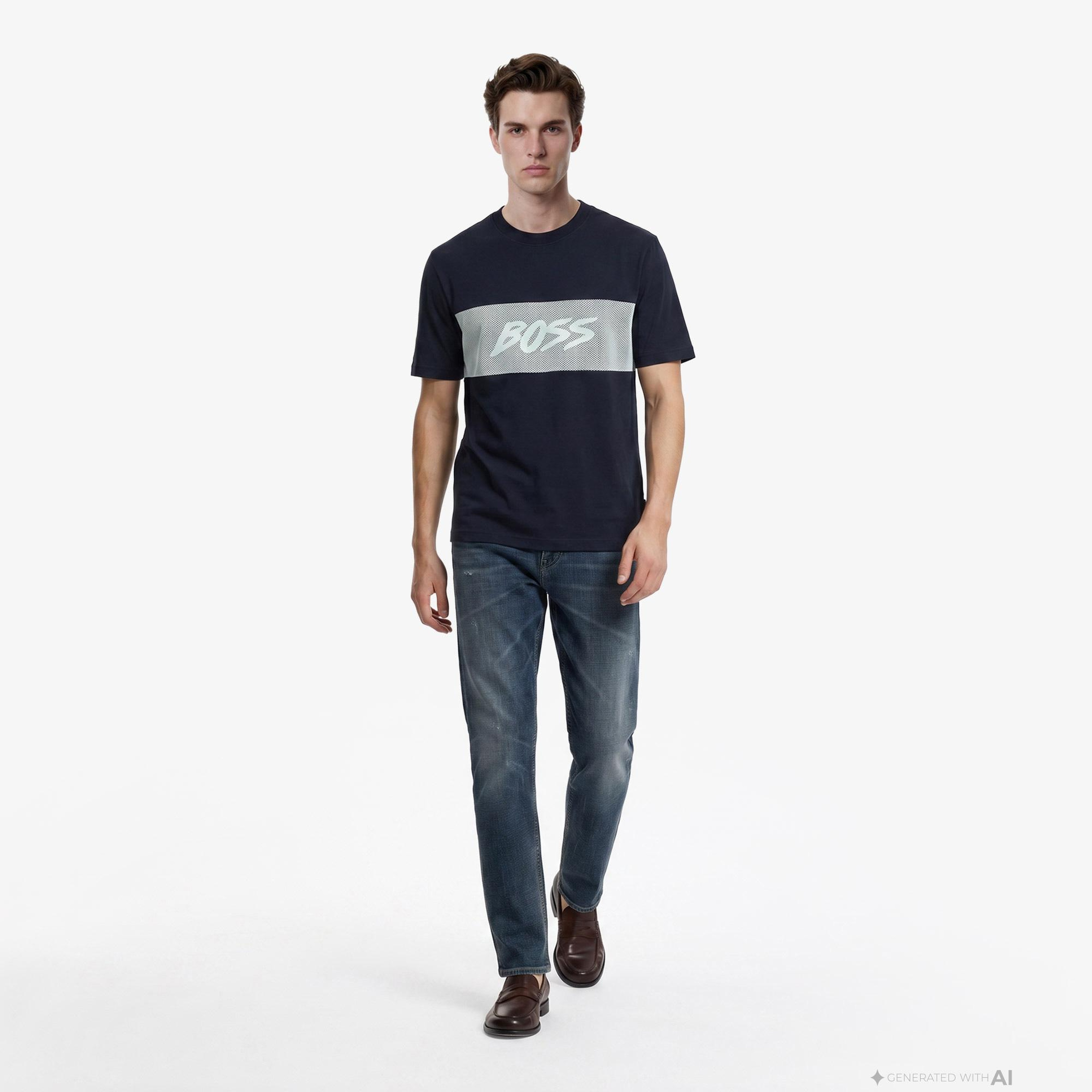 Boss Mesh Erkek Lacivert T-Shirt