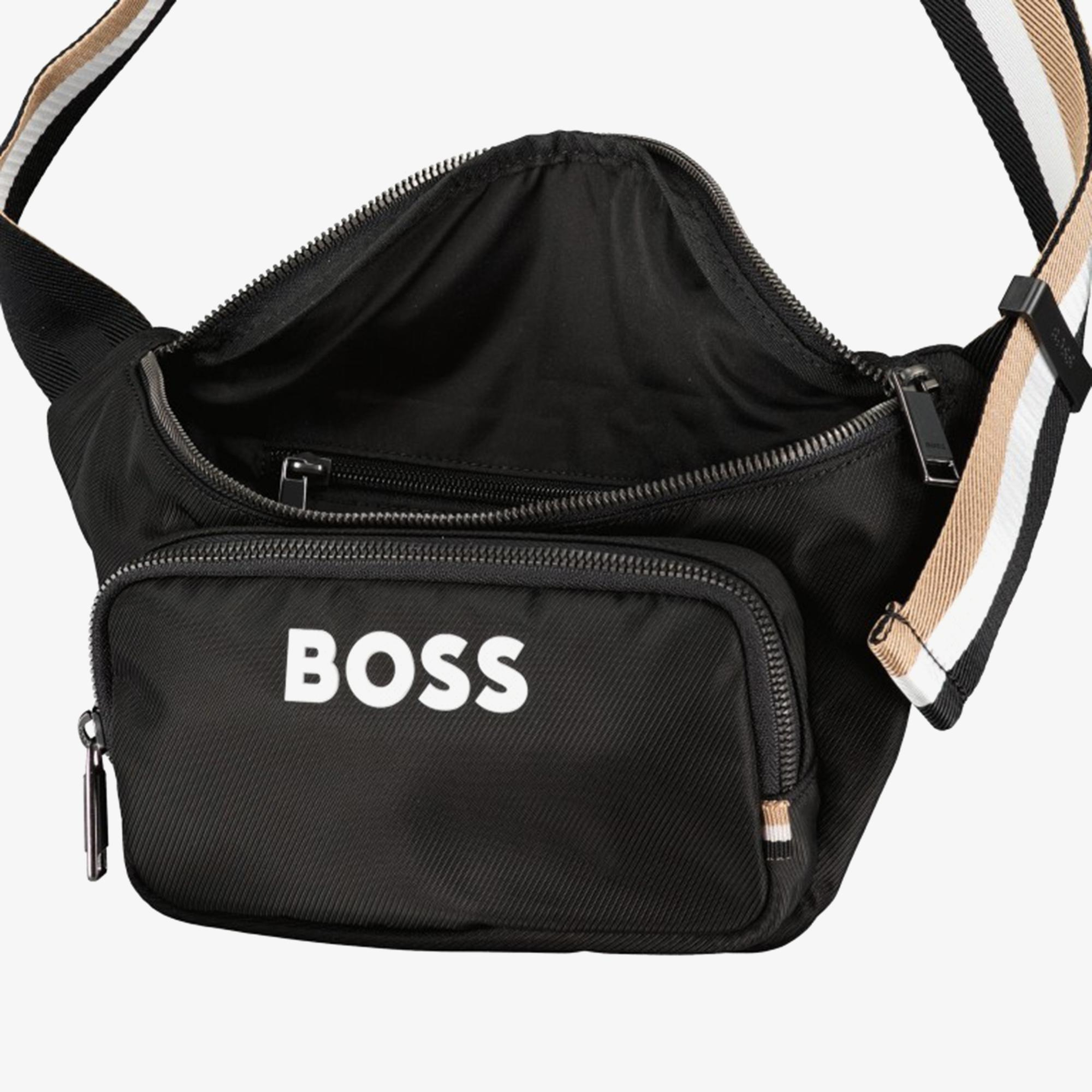 Boss Stuctured Erkek Siyah Bel Çantası