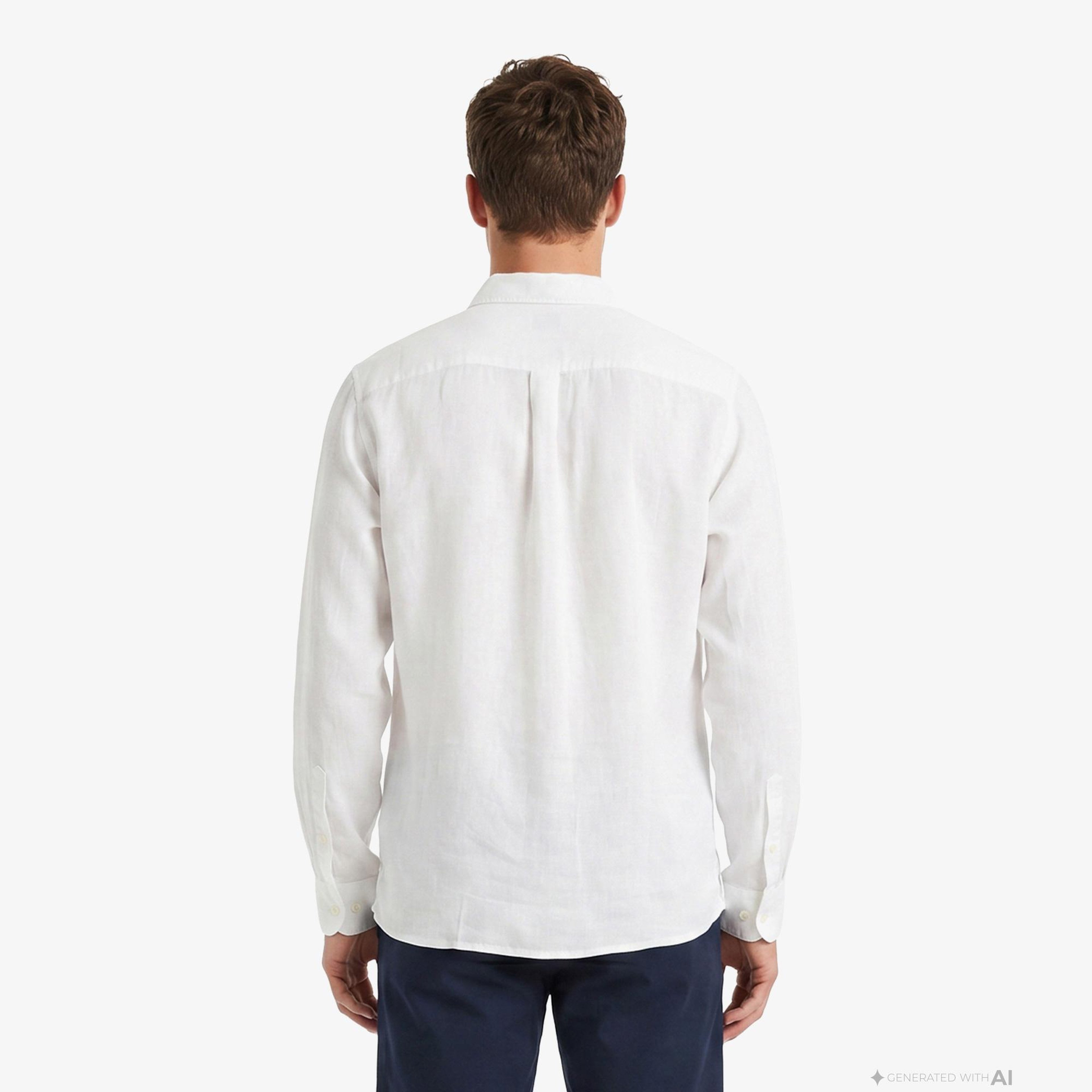 Calvin Klein Solid Classic Erkek Beyaz Keten Gömlek