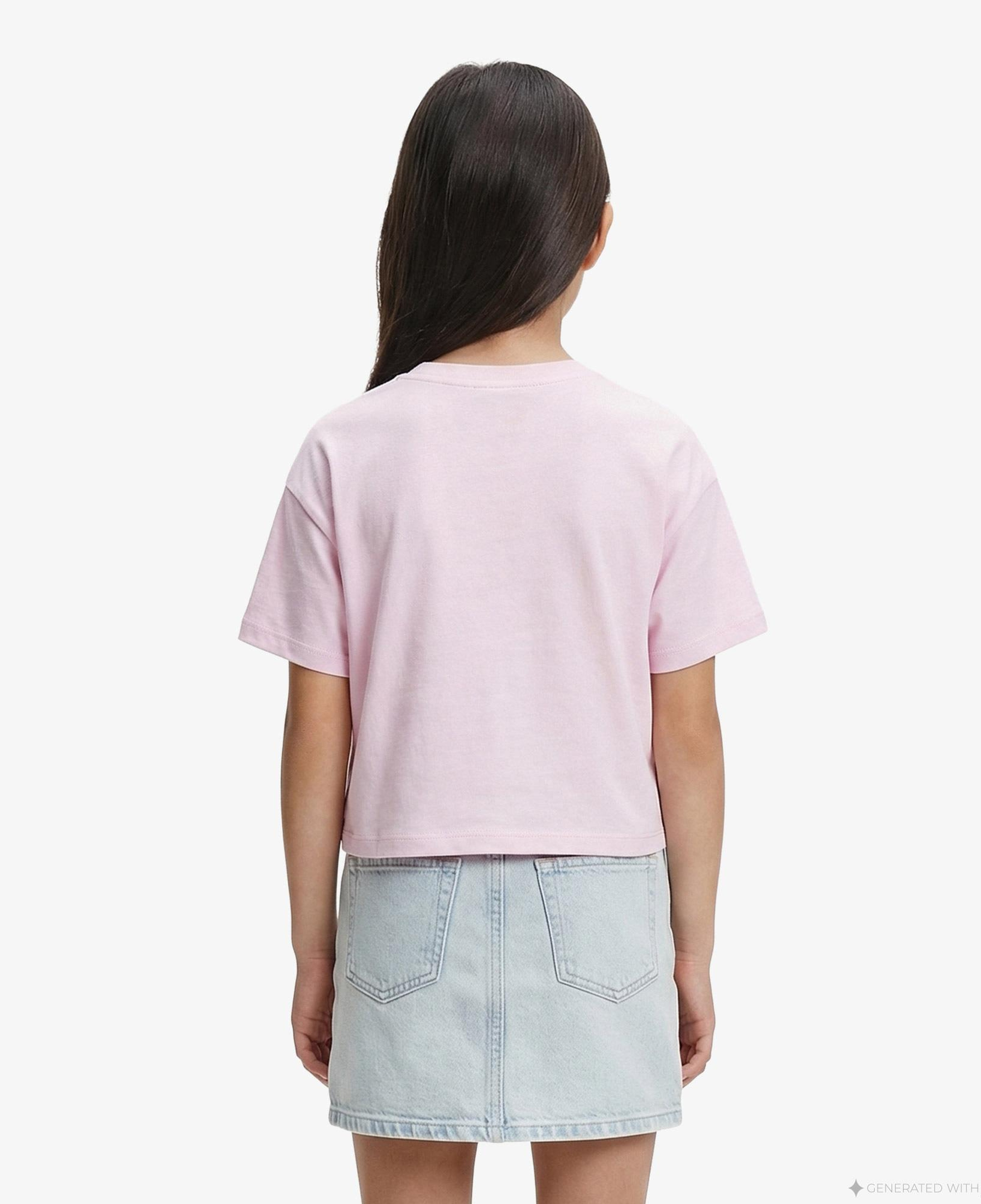 Calvin Klein Logo Boxy Çocuk Pembe T-Shirt