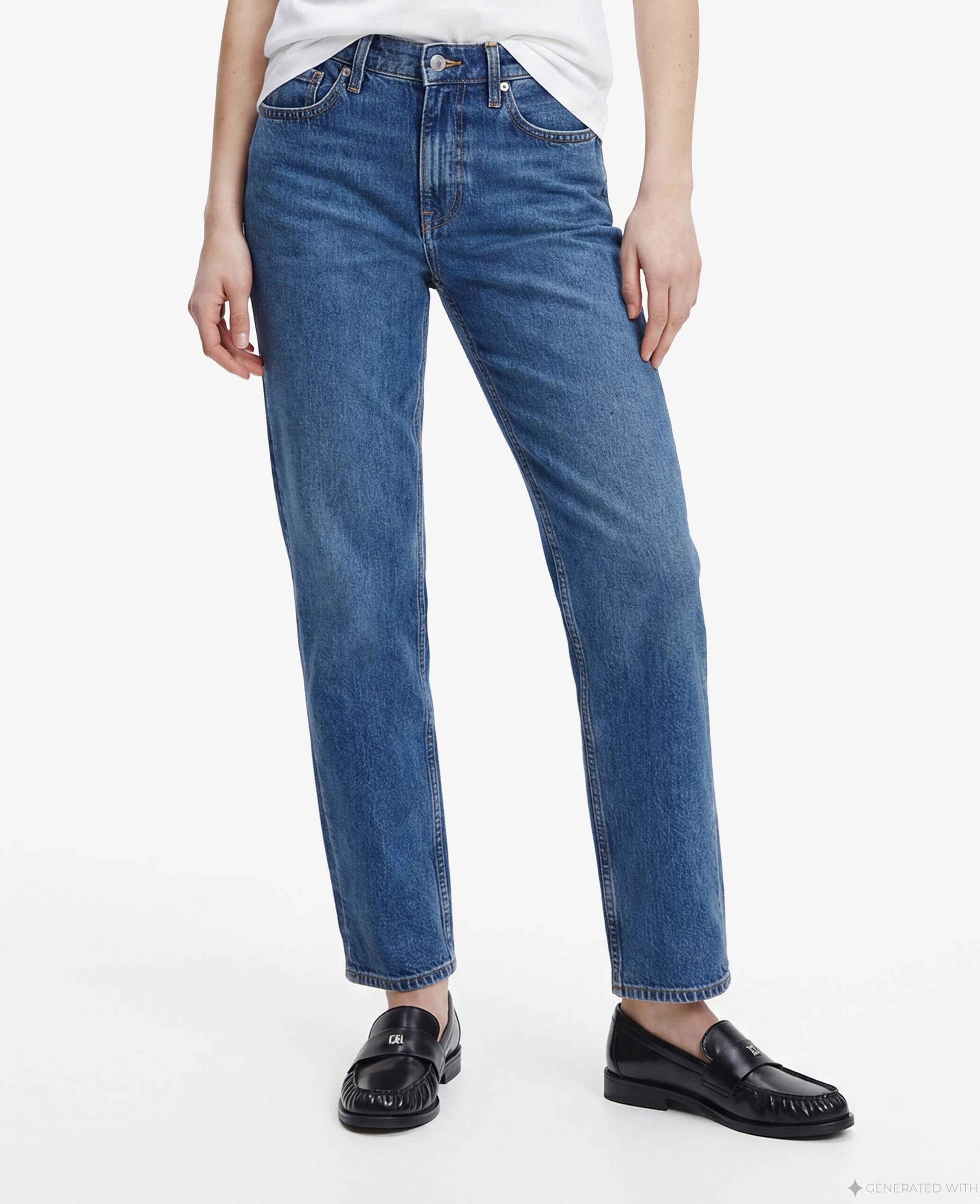 Calvin Klein High Rise Straight Stanton Kadın Mavi Jean