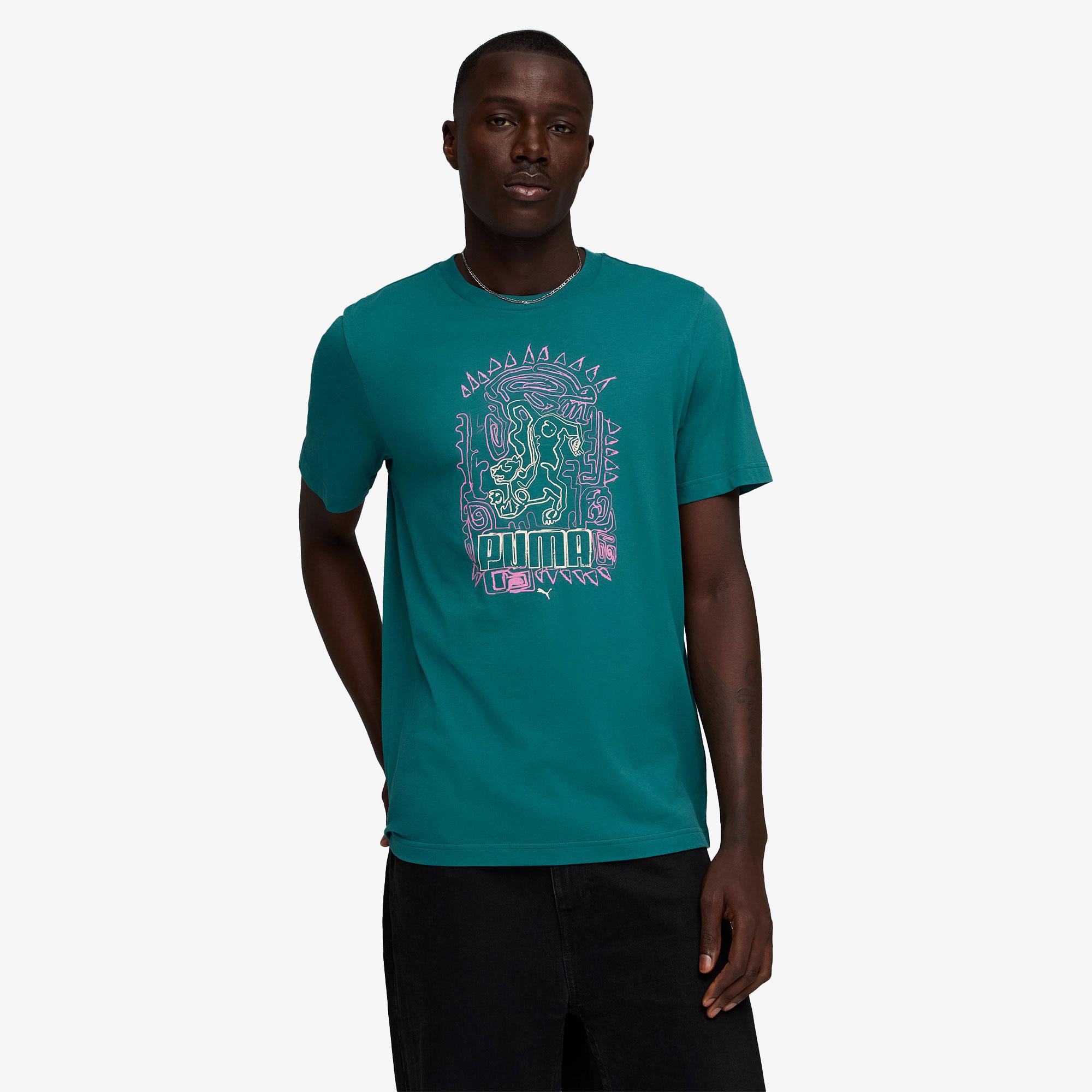 Puma Graphic  Erkek Yeşil T-Shirt