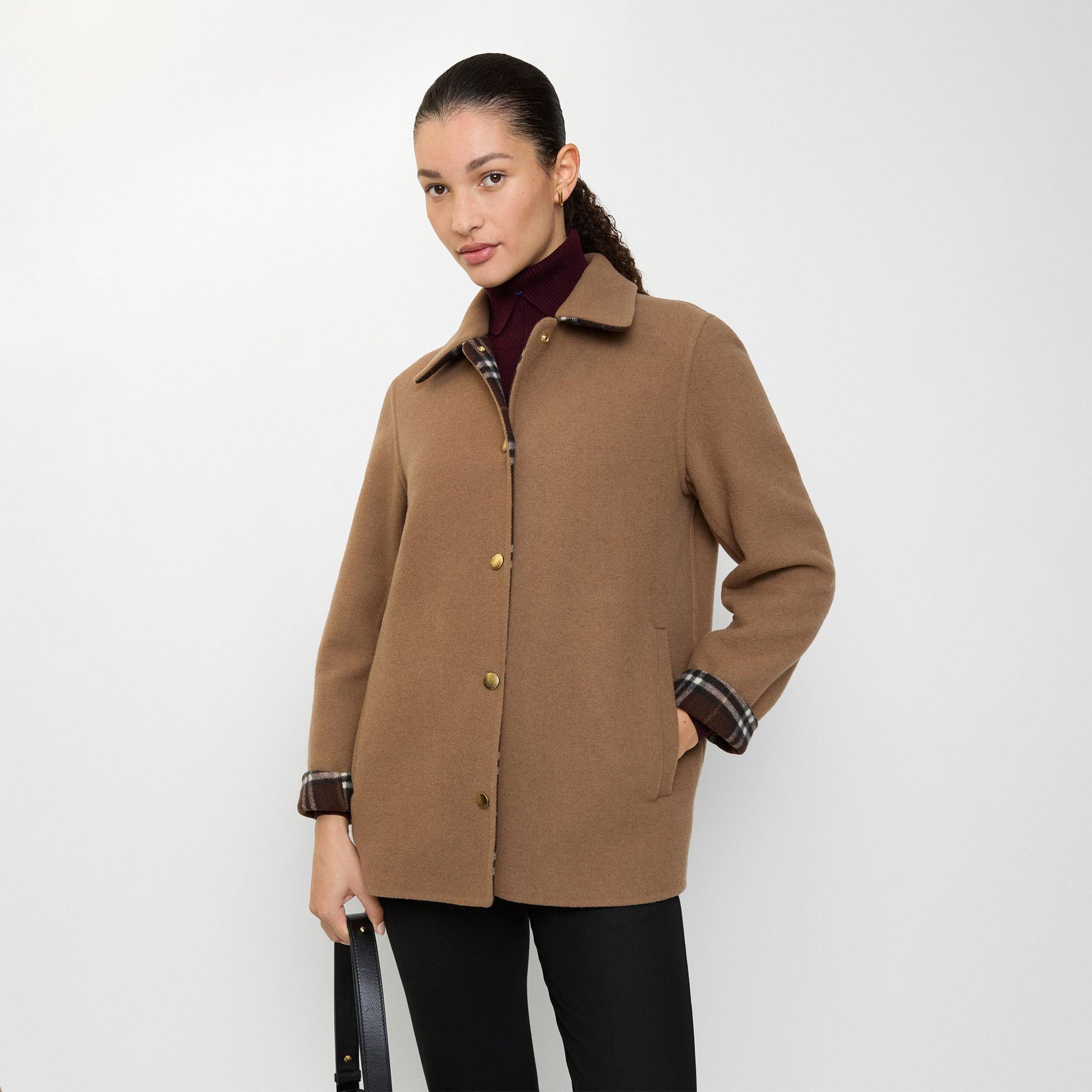 Burberry Wool Overshirt Kadın Kahverengi Kaban