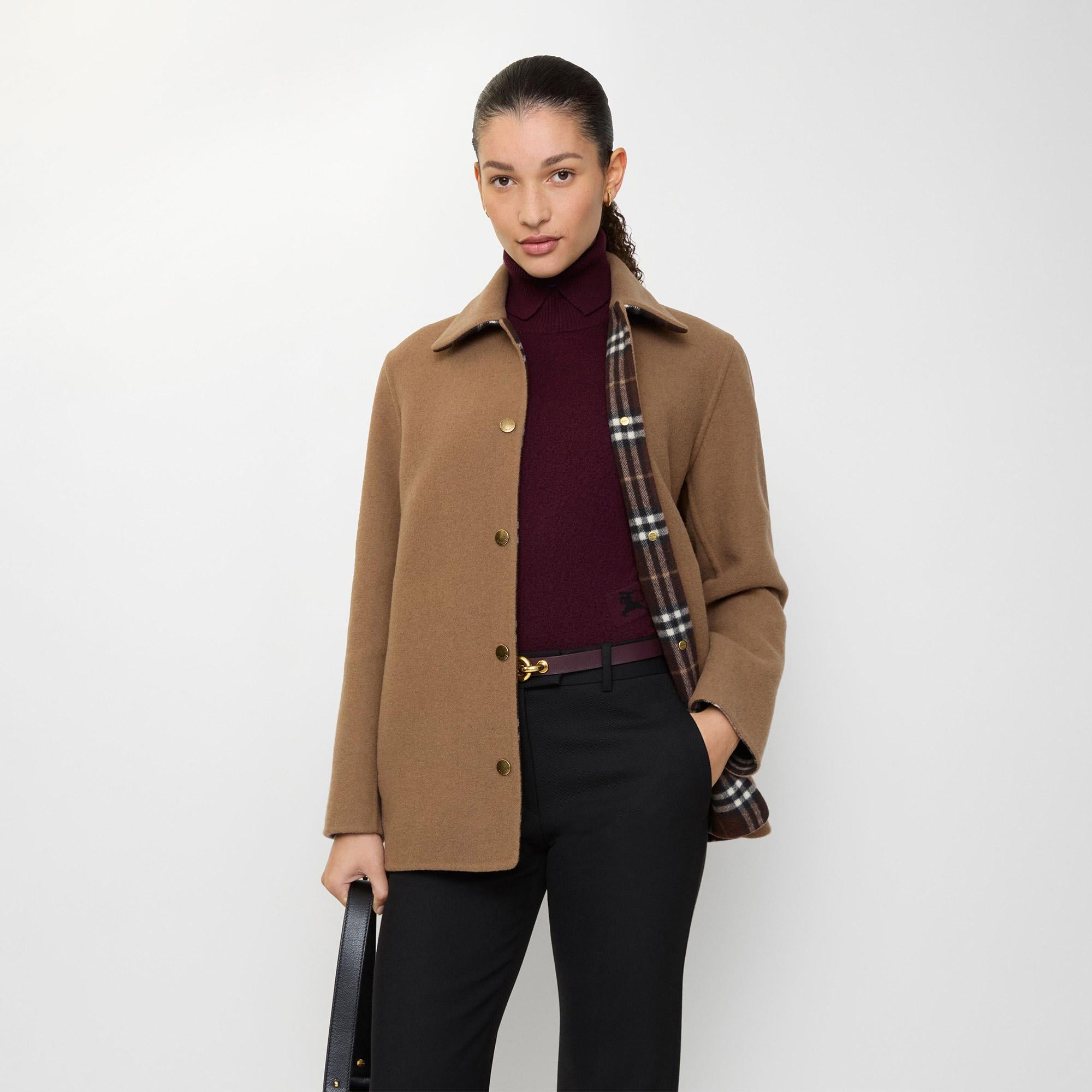 Burberry Wool Overshirt Kadın Kahverengi Kaban