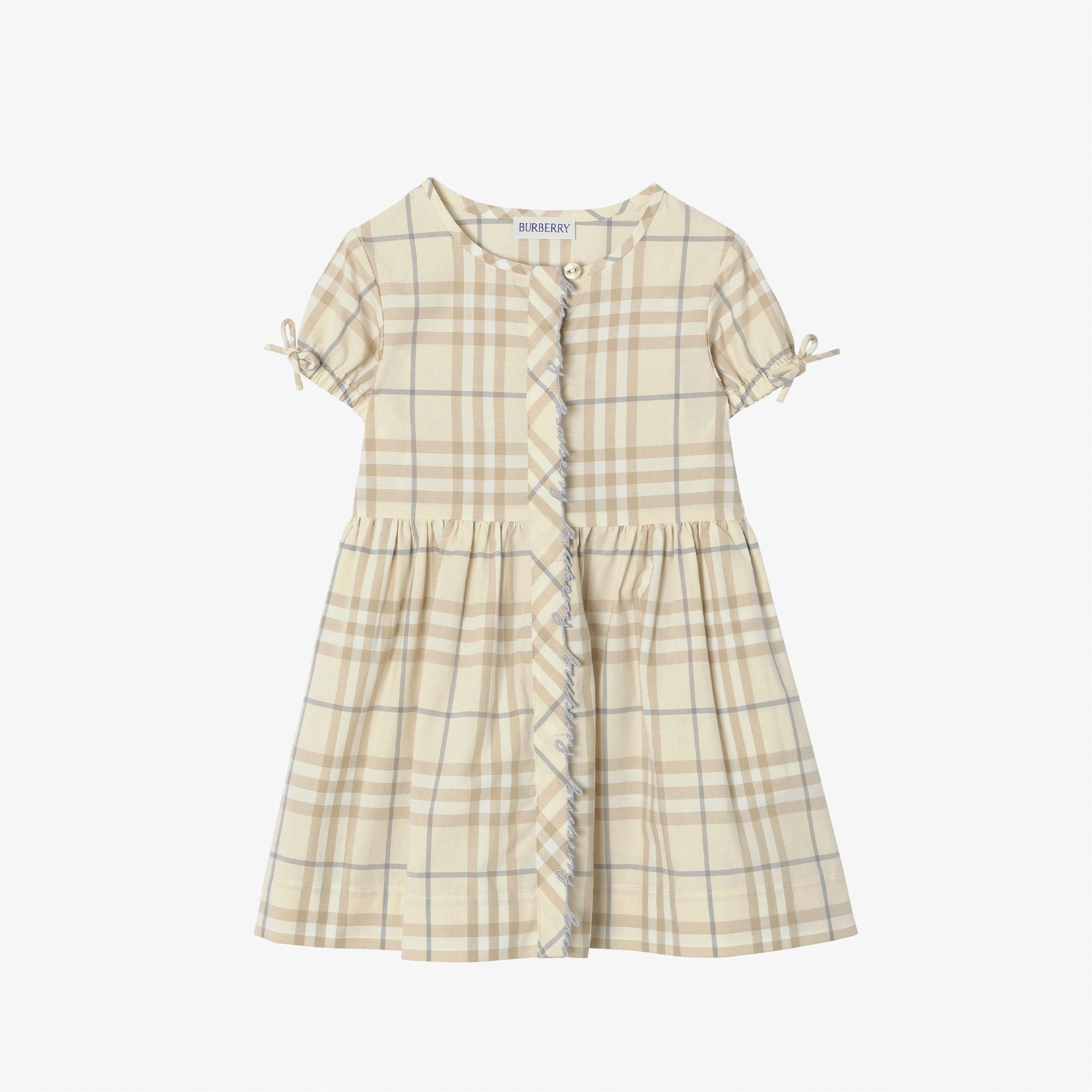 Burberry Check Josie Çocuk Krem Elbise