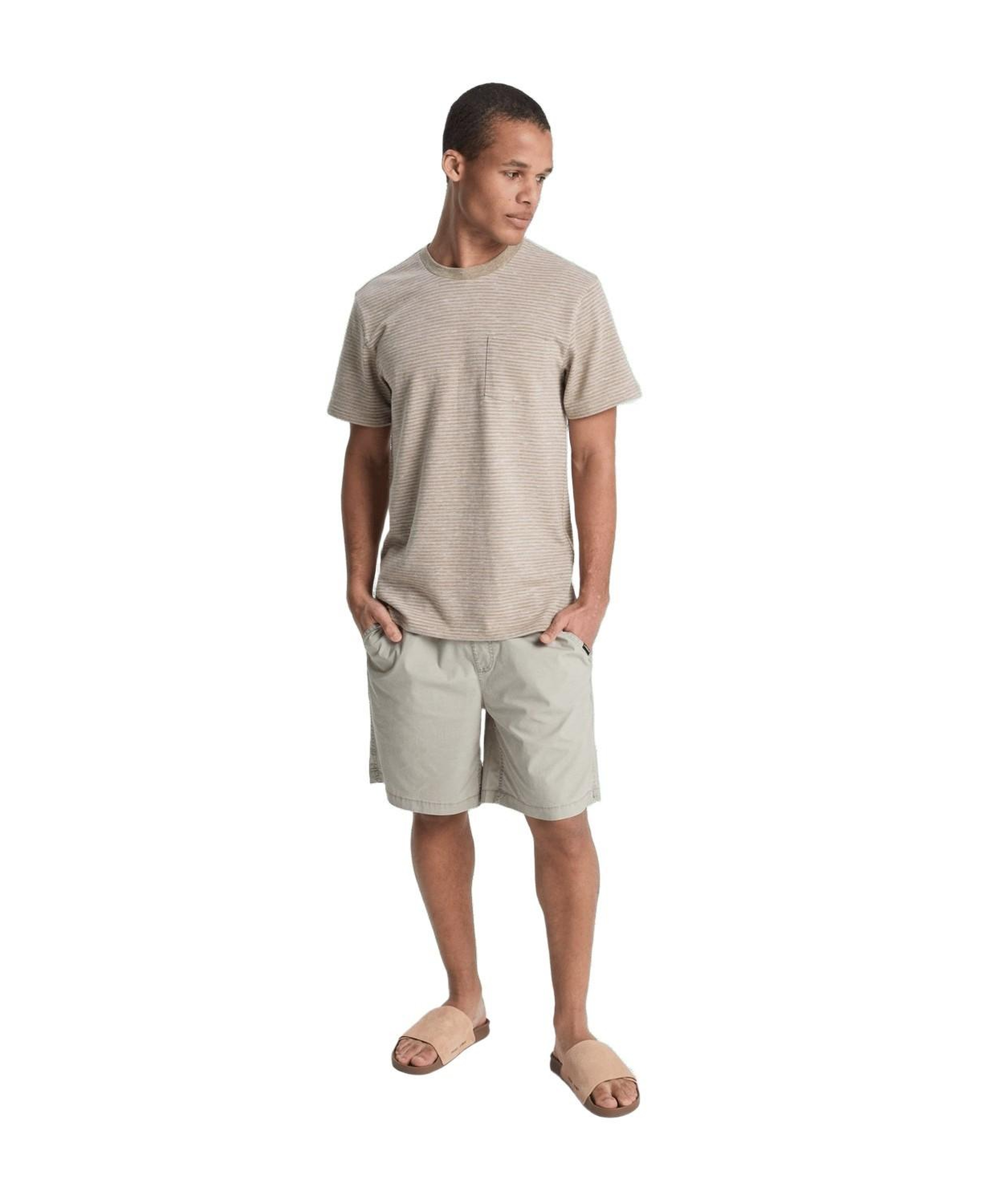Quiksilver Lopaz Striped Erkek Bej Tişört