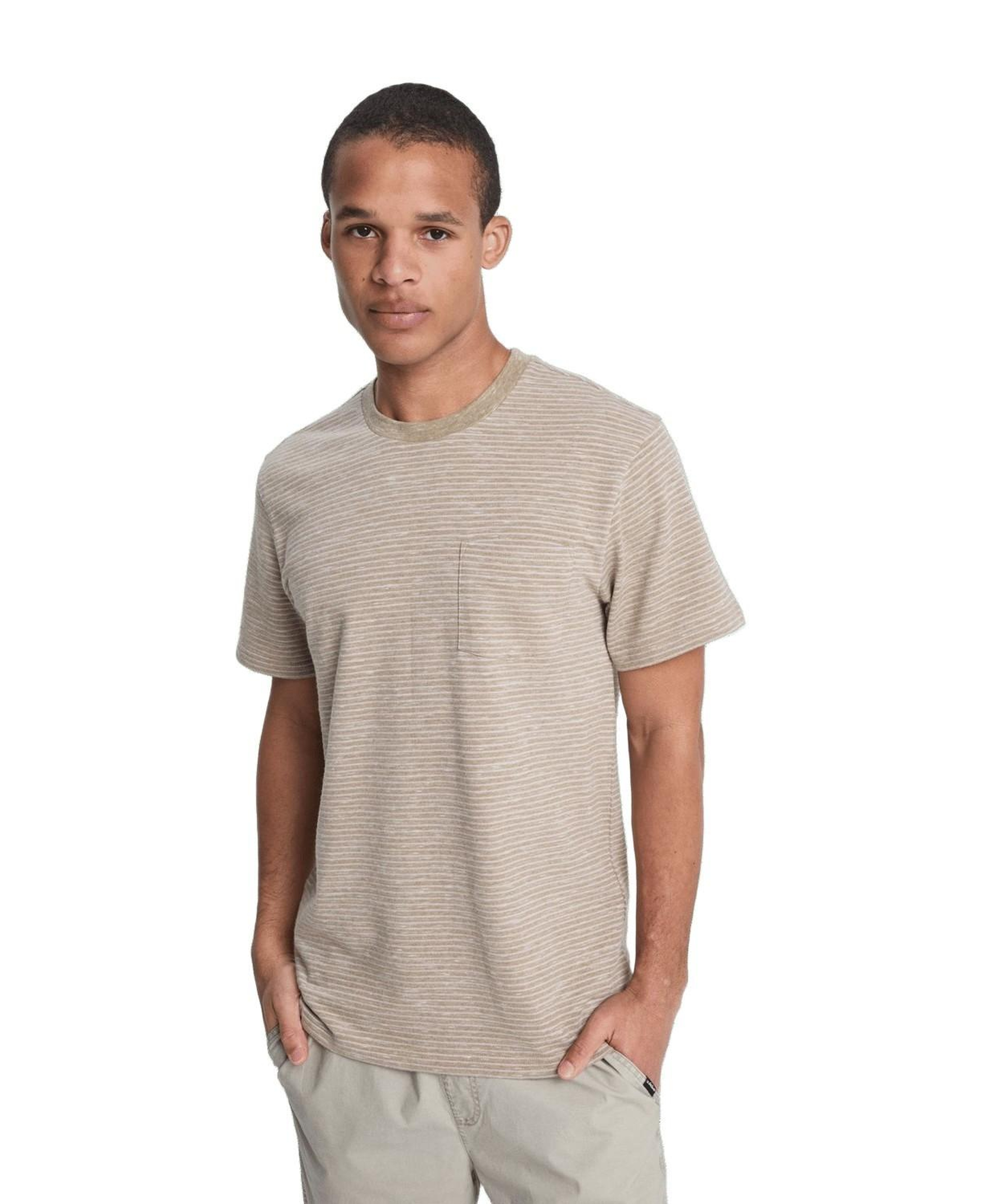 Quiksilver Lopaz Striped Erkek Bej Tişört