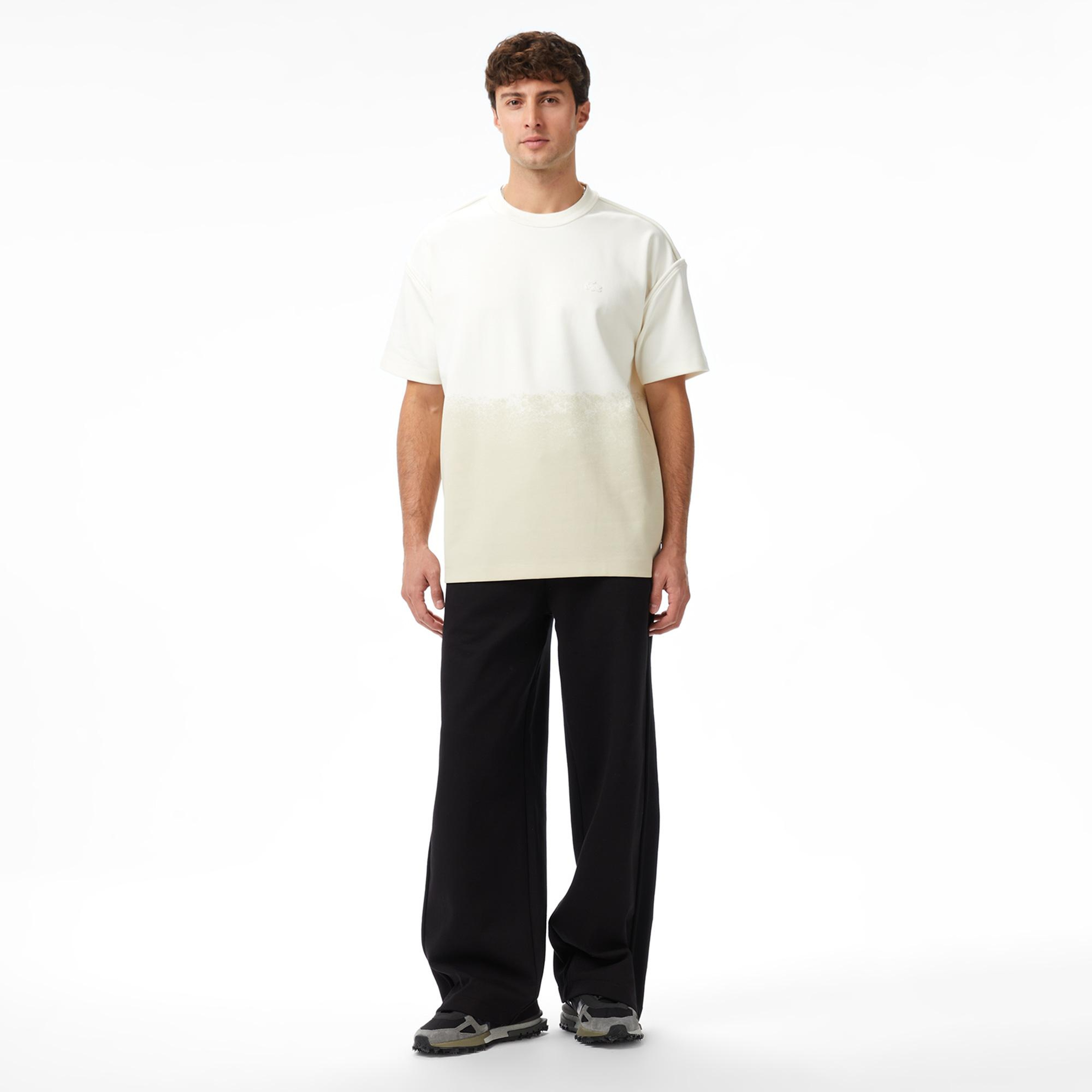 Lacoste x House of SuperStep Renk Bloklu Erkek Beyaz T-Shirt