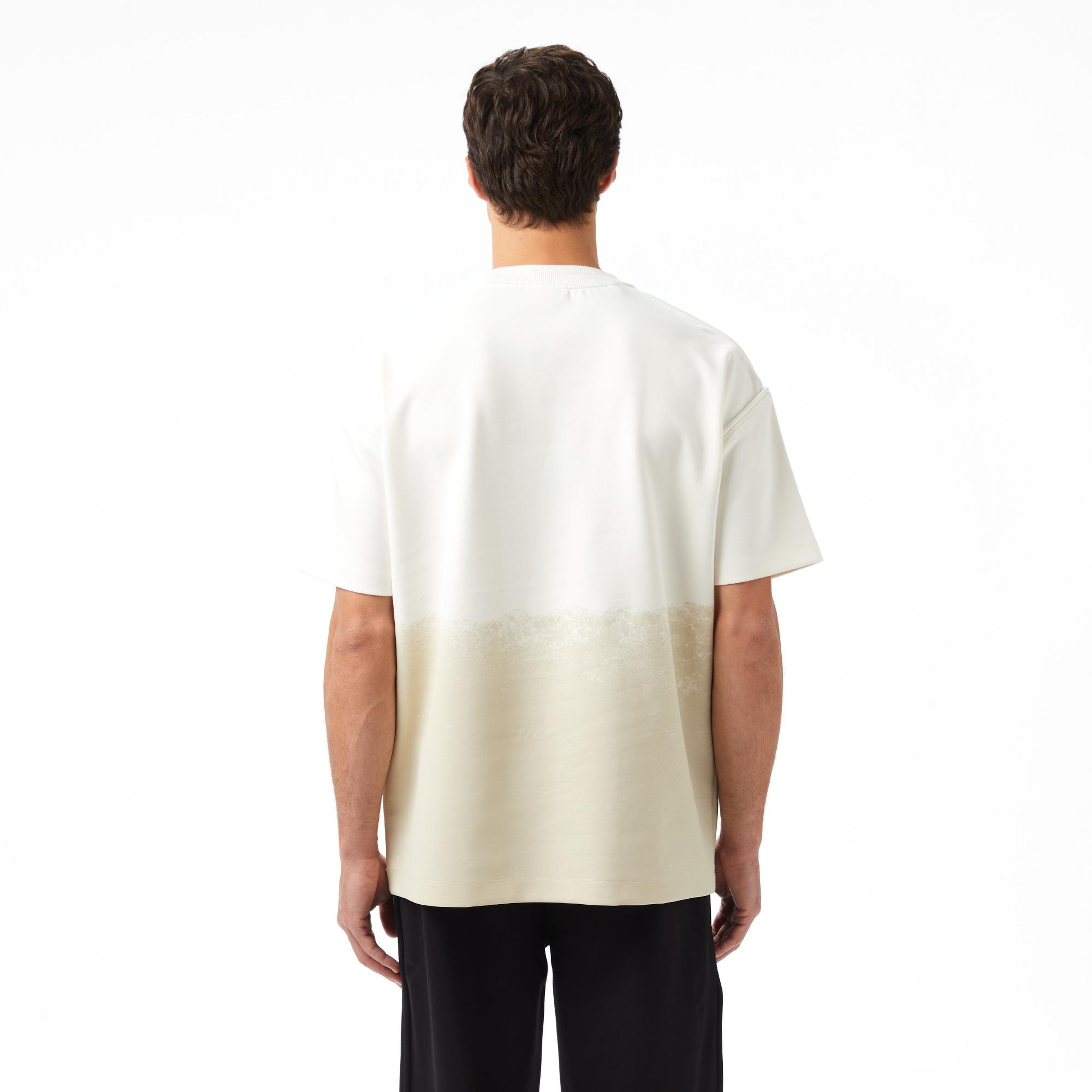 Lacoste x House of SuperStep Renk Bloklu Erkek Beyaz T-Shirt