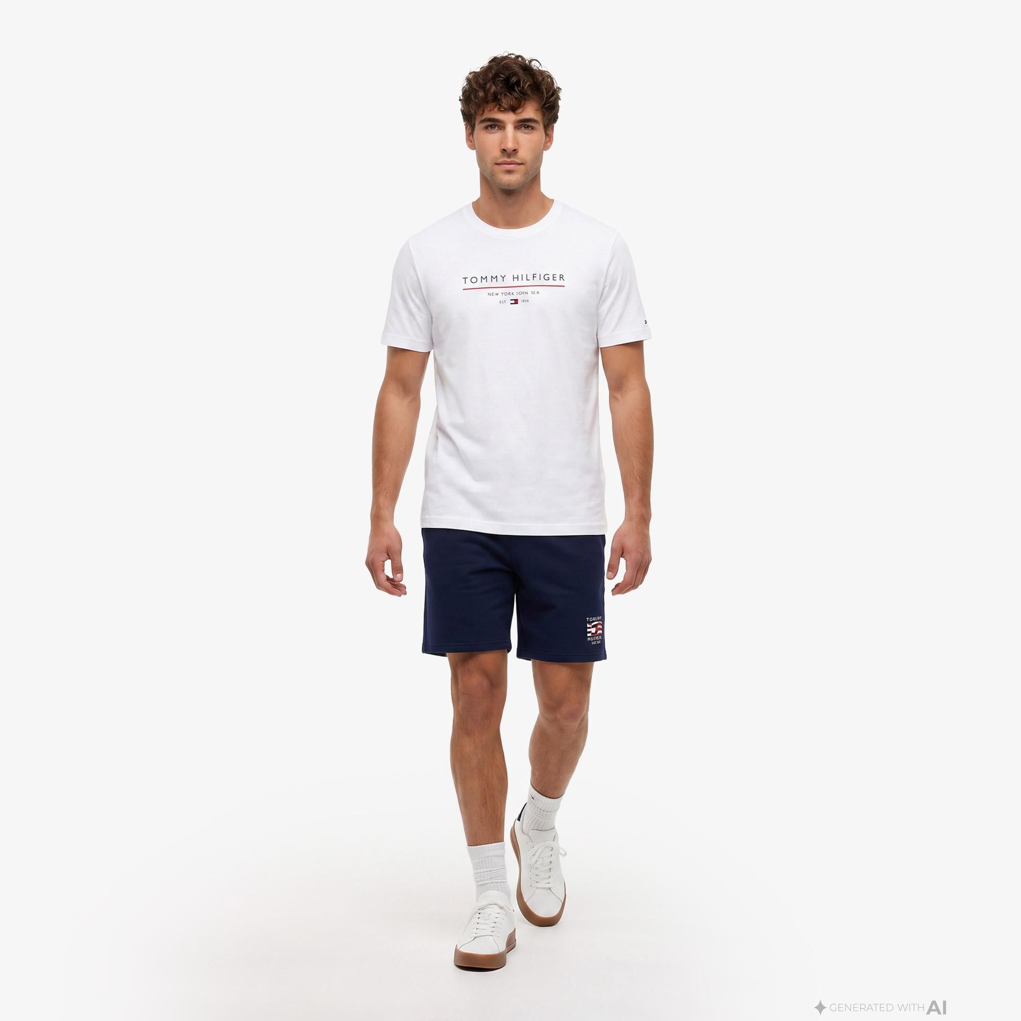 Tommy Hilfiger Brand Love New Erkek Beyaz T-Shirt