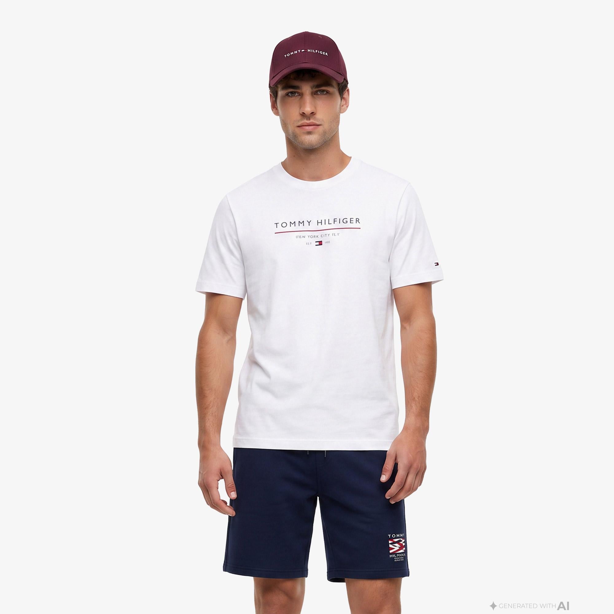 Tommy Hilfiger Brand Love New Erkek Beyaz T-Shirt