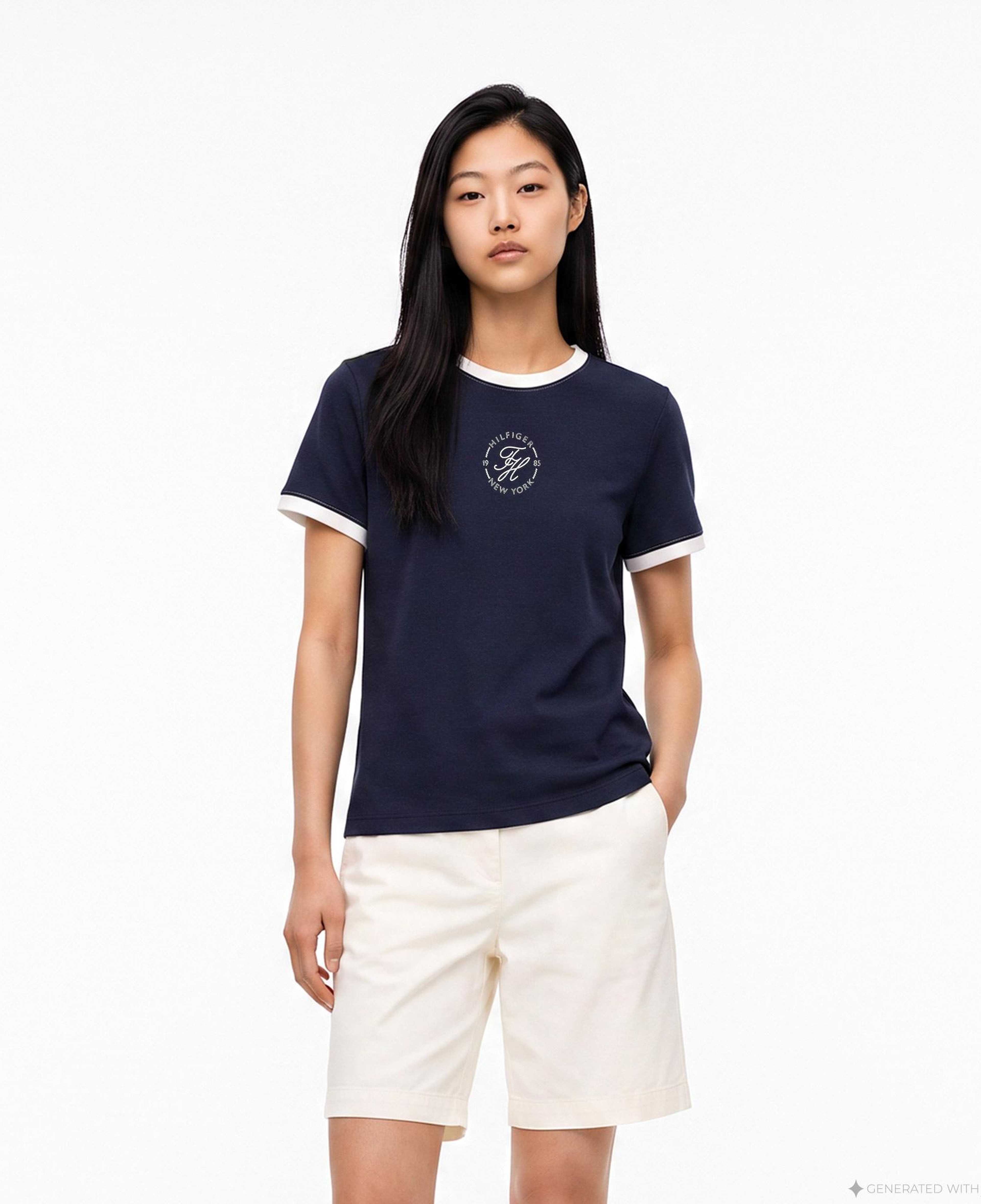 Tommy Hilfiger Roundal Kadın Lacivert T-Shirt
