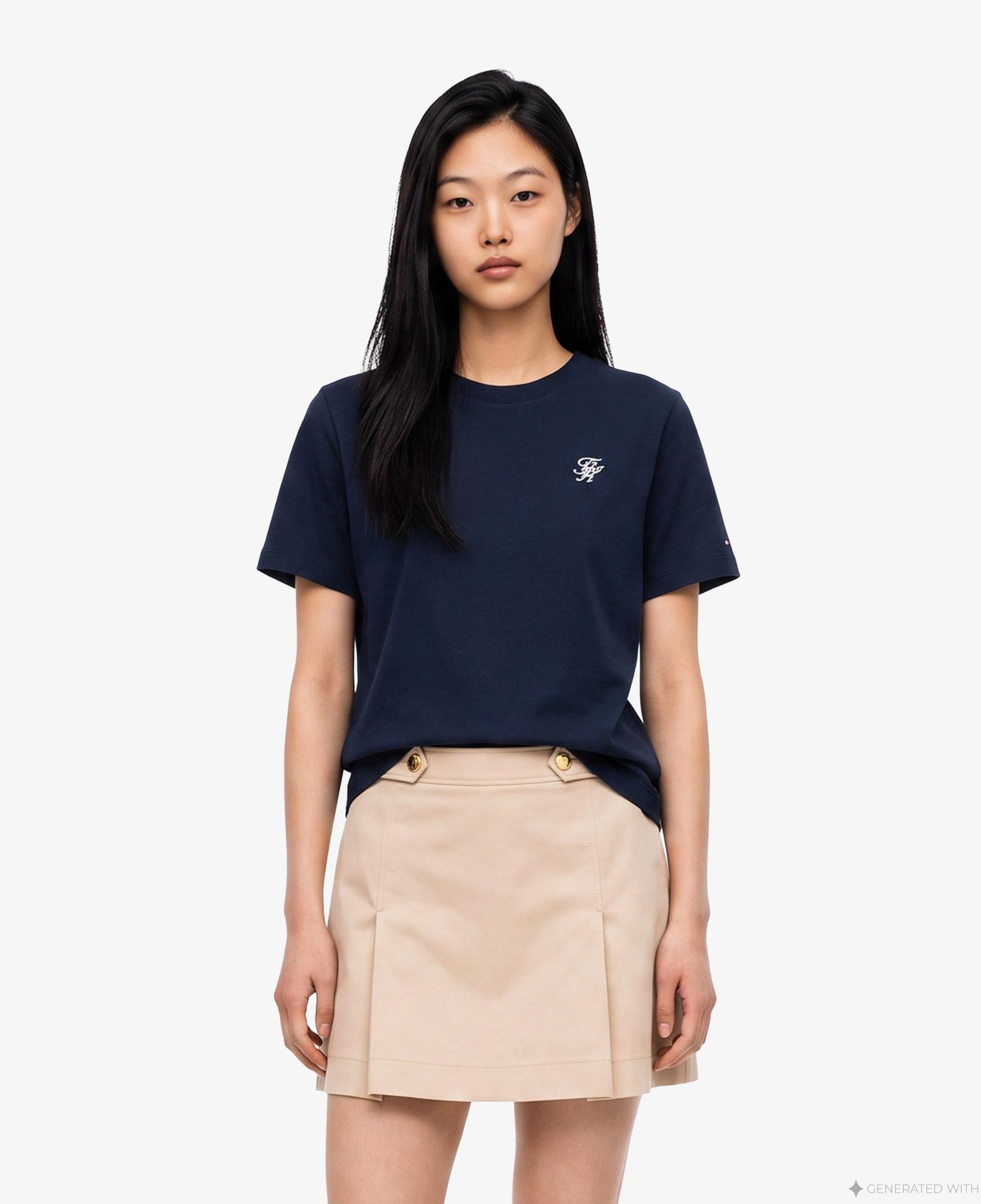 Tommy Hilfiger Script Kadın Lacivert T-Shirt