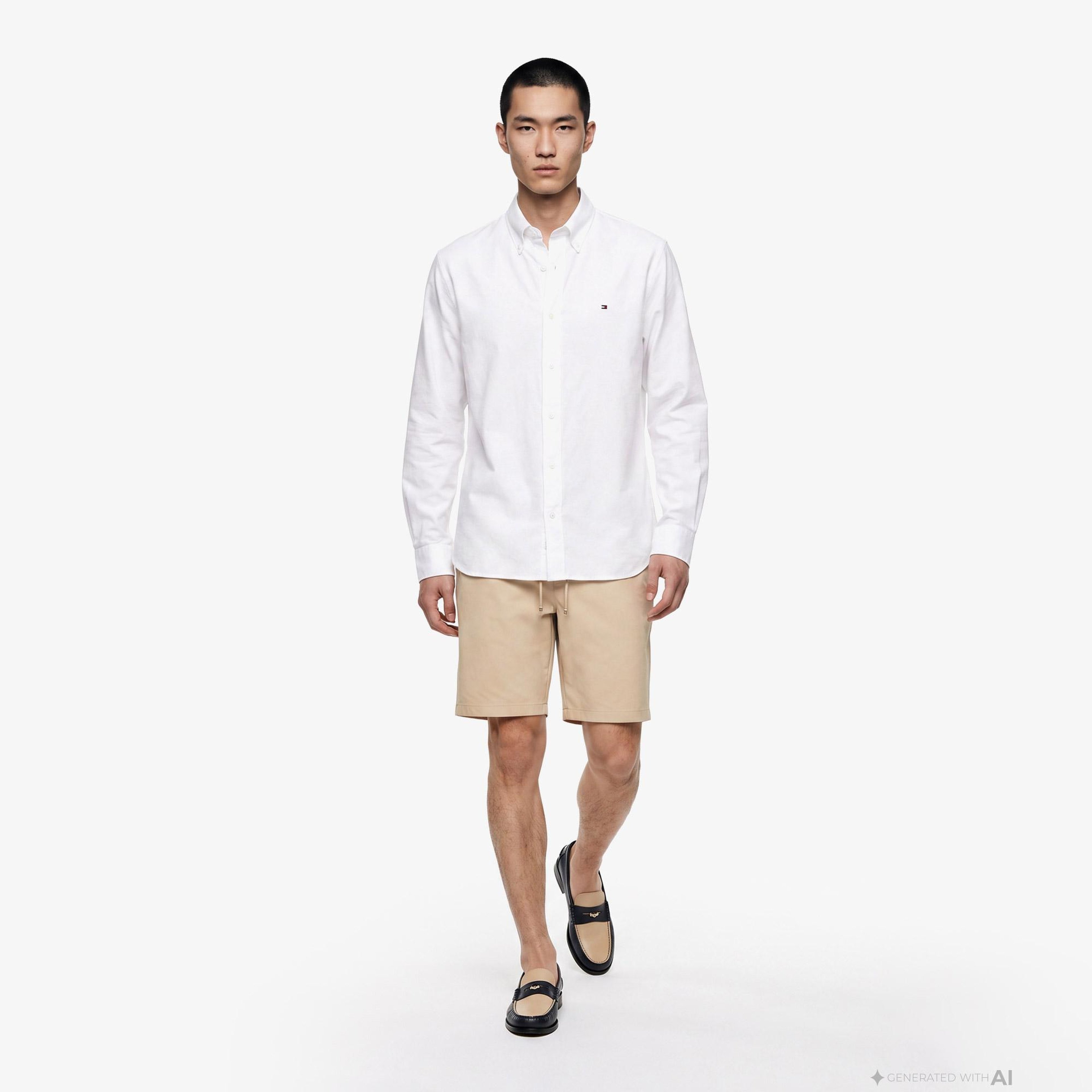 Tommy Hilfiger Oxford Solid Erkek Beyaz Gömlek
