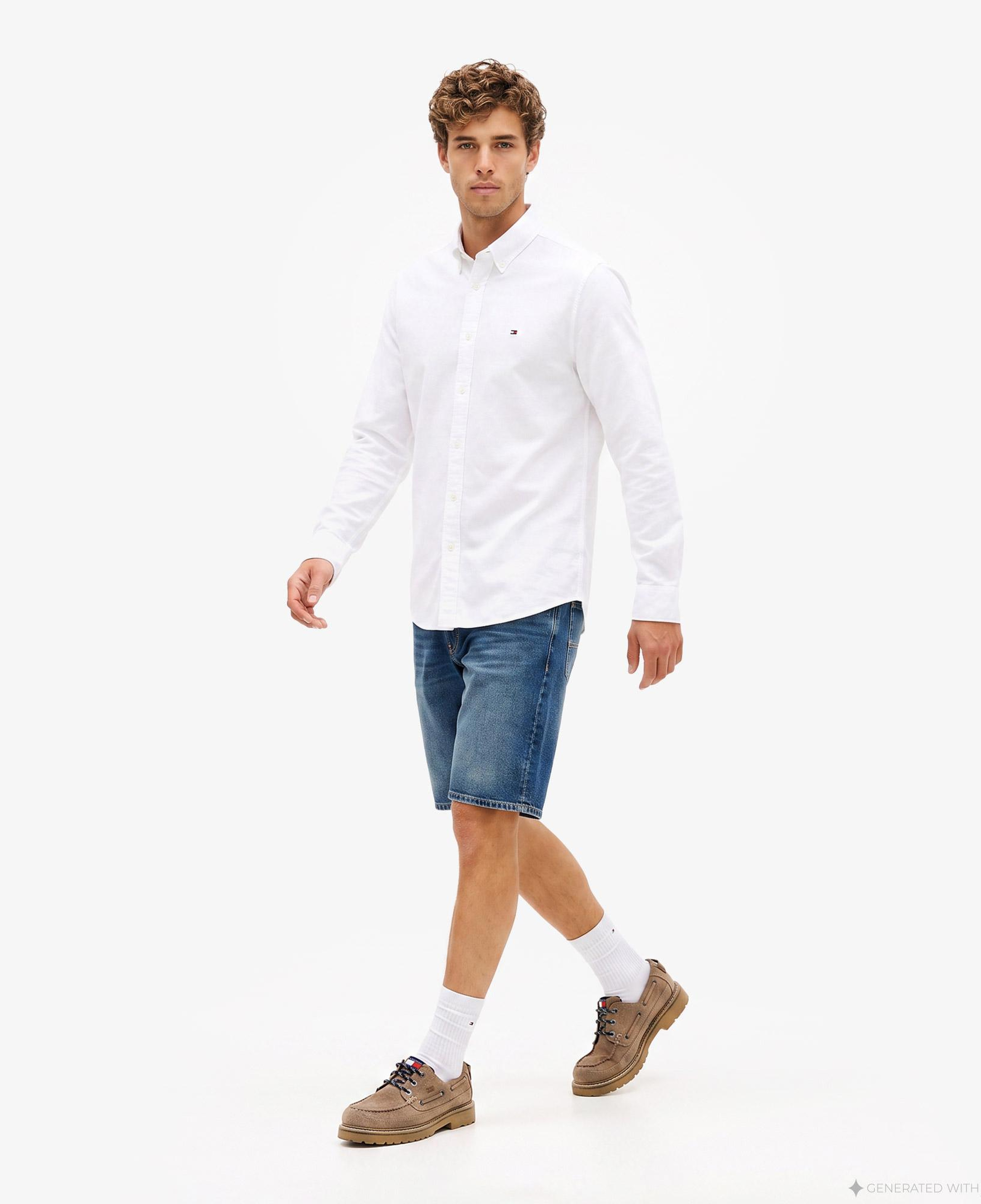 Tommy Hilfiger Flex Pop Mini Dobby Erkek Beyaz Gömlek