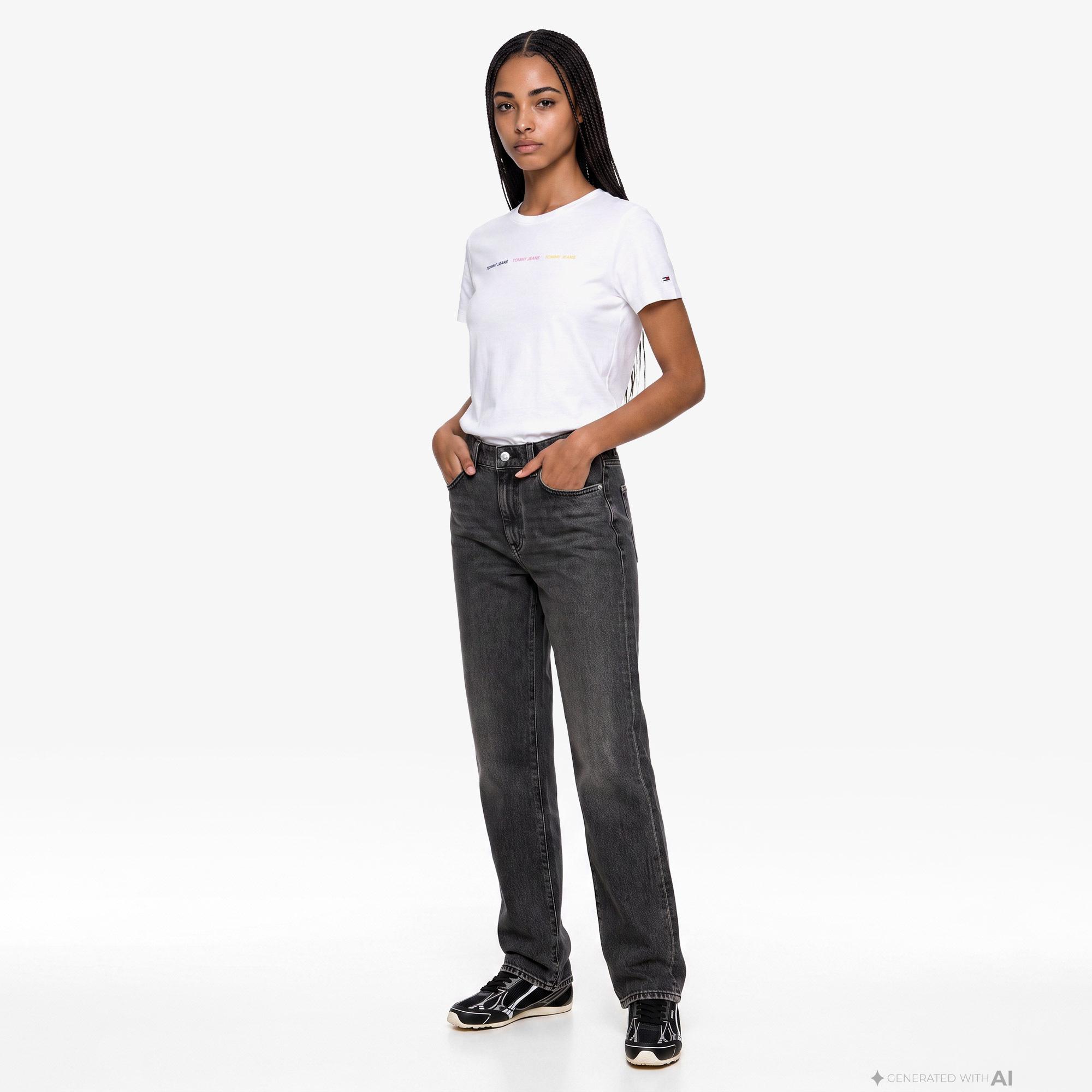 Tommy Hilfiger Repeat Wash Kadın Beyaz T-Shirt