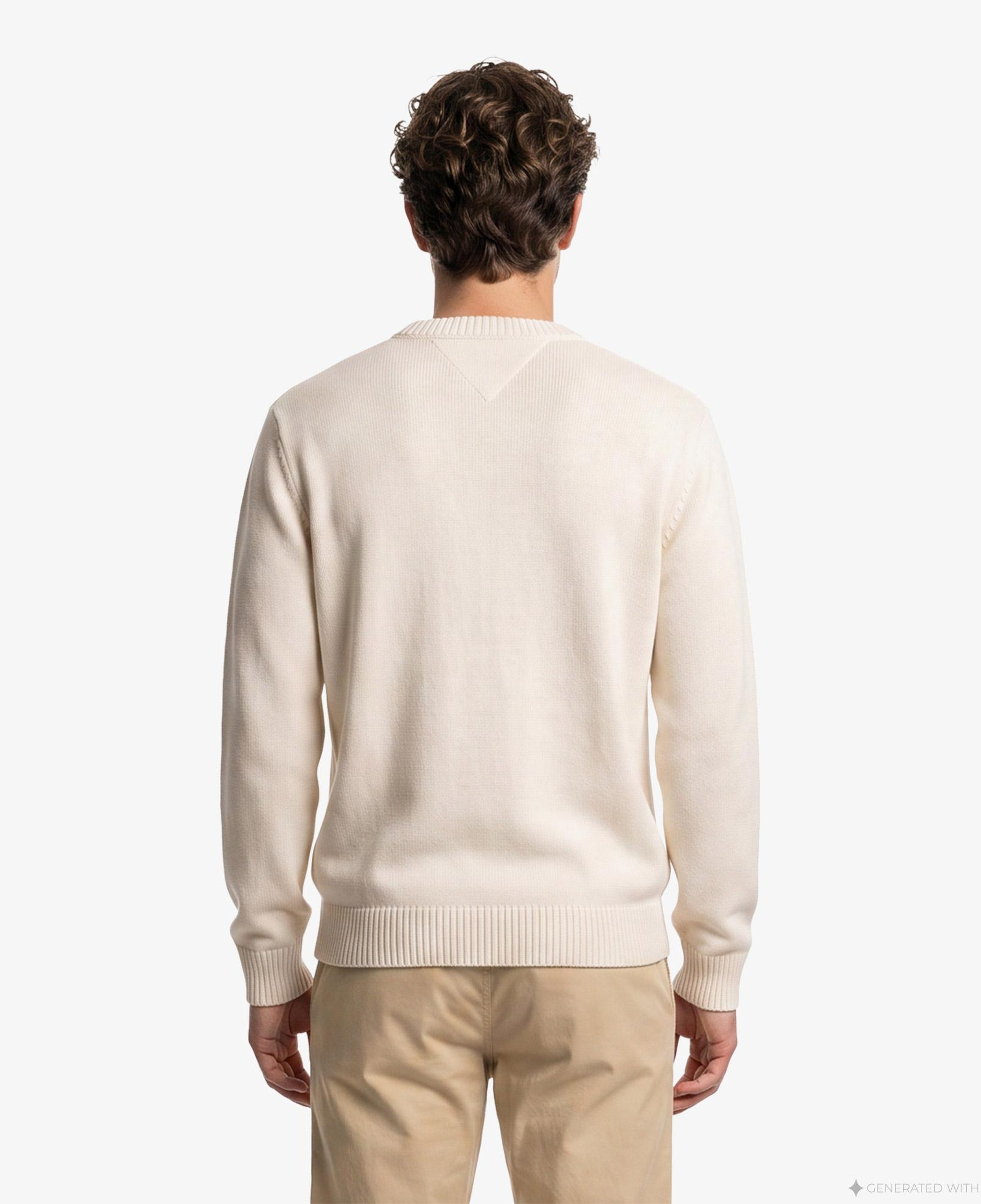 Tommy Hilfiger Flag Erkek Beyaz Triko