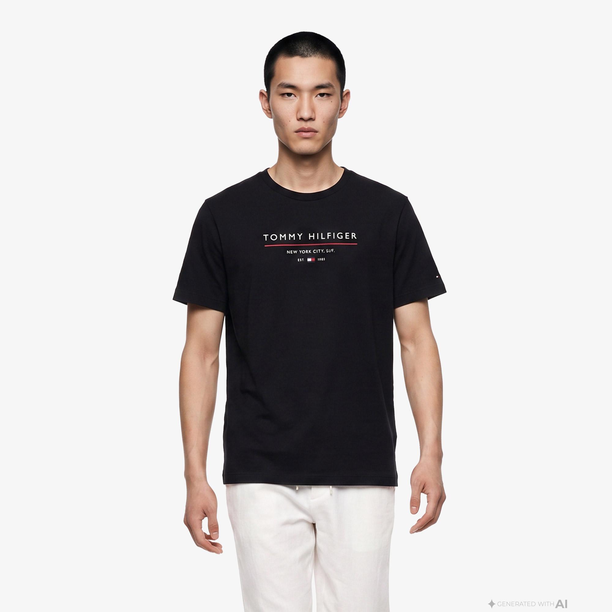 Tommy Hilfiger Brand Love New Erkek Siyah T-Shirt