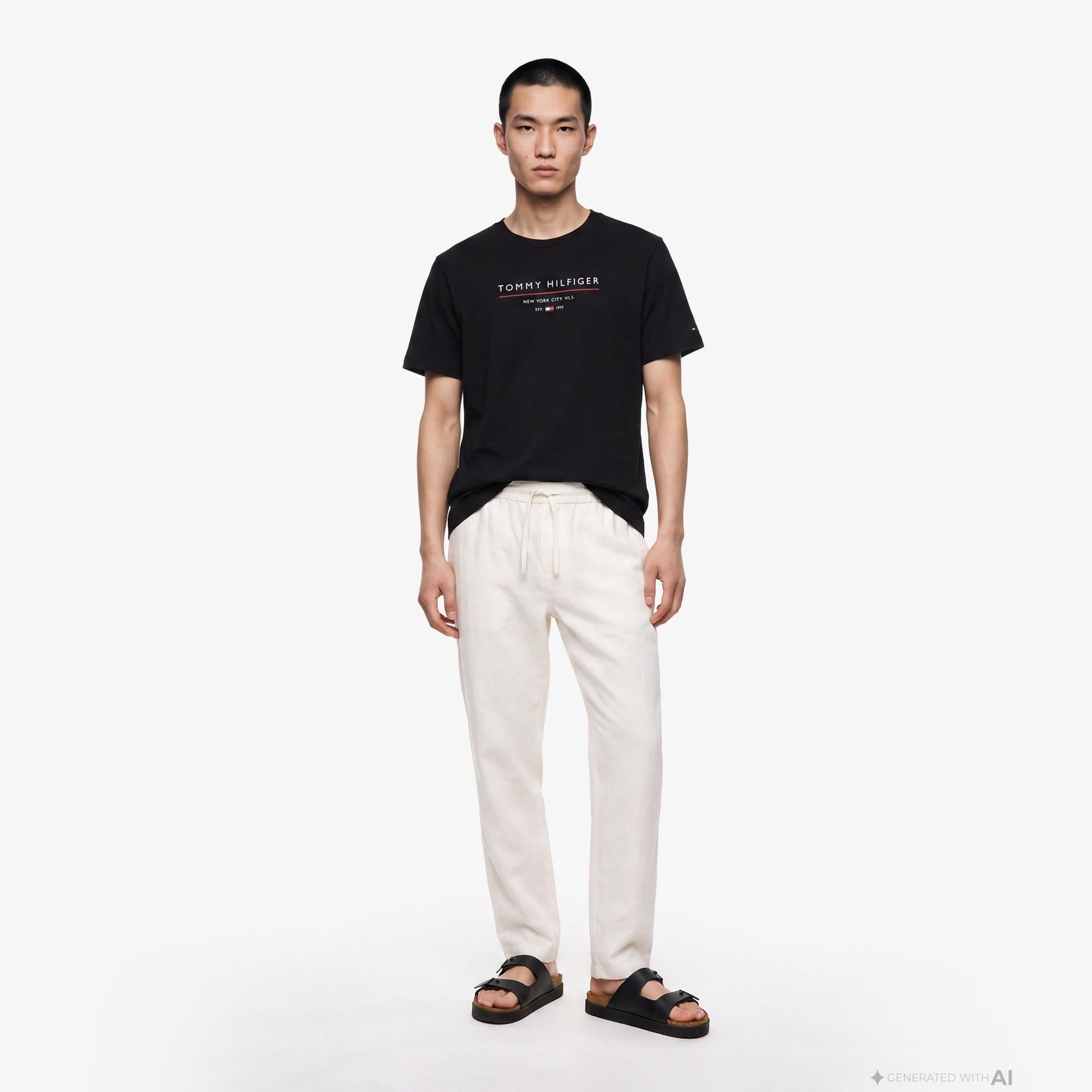 Tommy Hilfiger Brand Love New Erkek Siyah T-Shirt