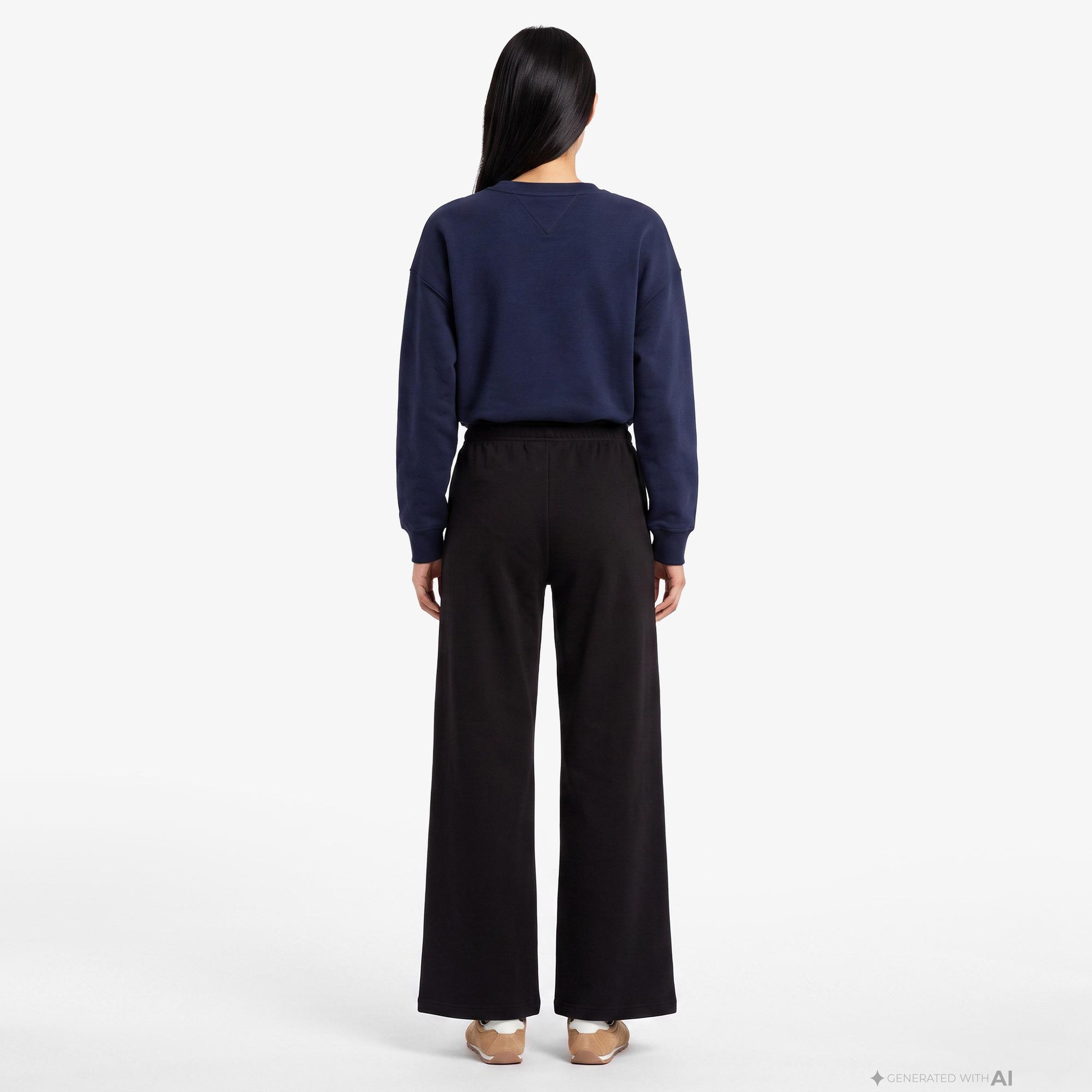 Tommy Hilfiger Wide Leg Kadın Siyah Eşofman Altı