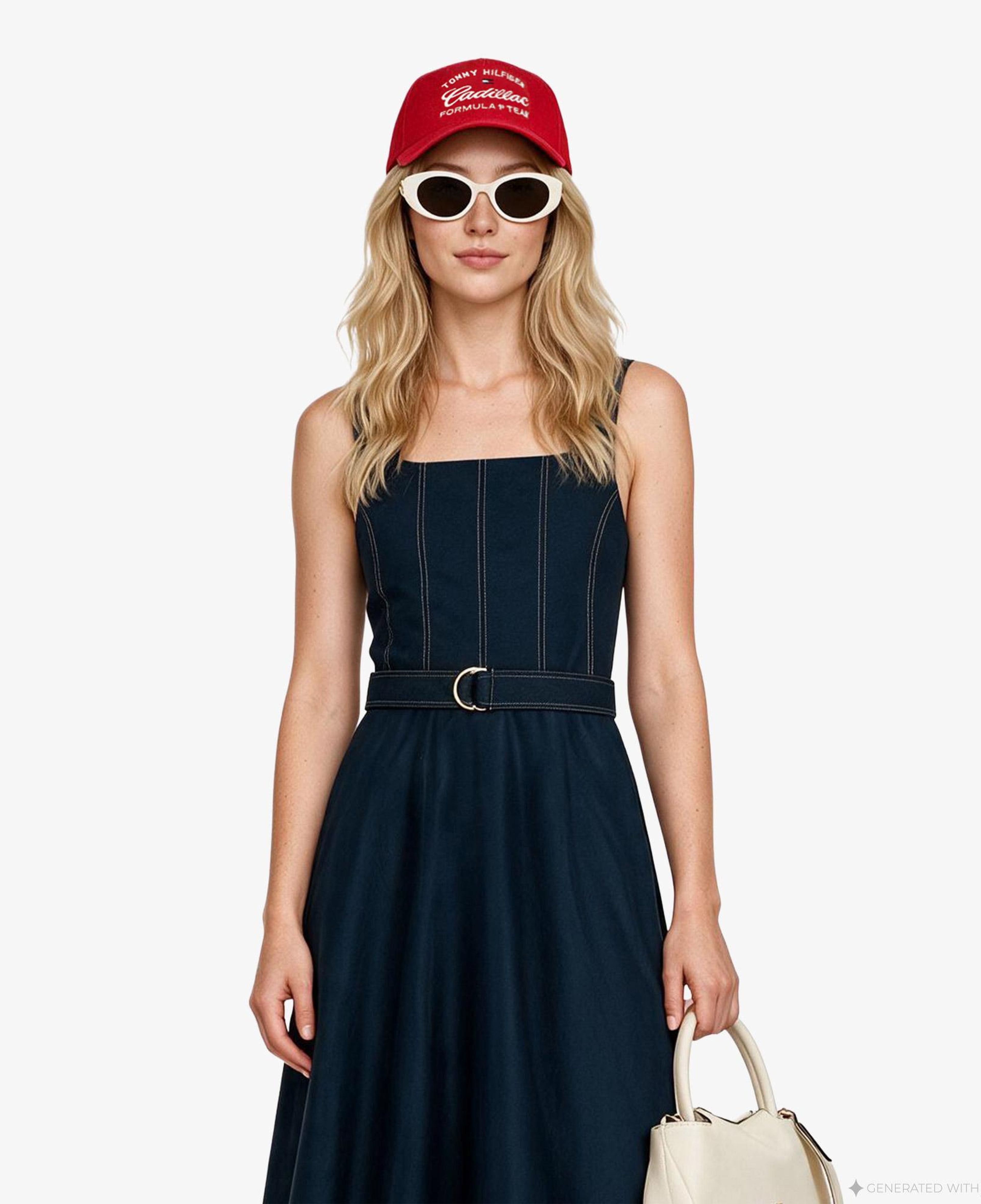 Tommy Hilfiger Contrast Stitch Kadın Lacivert Elbise