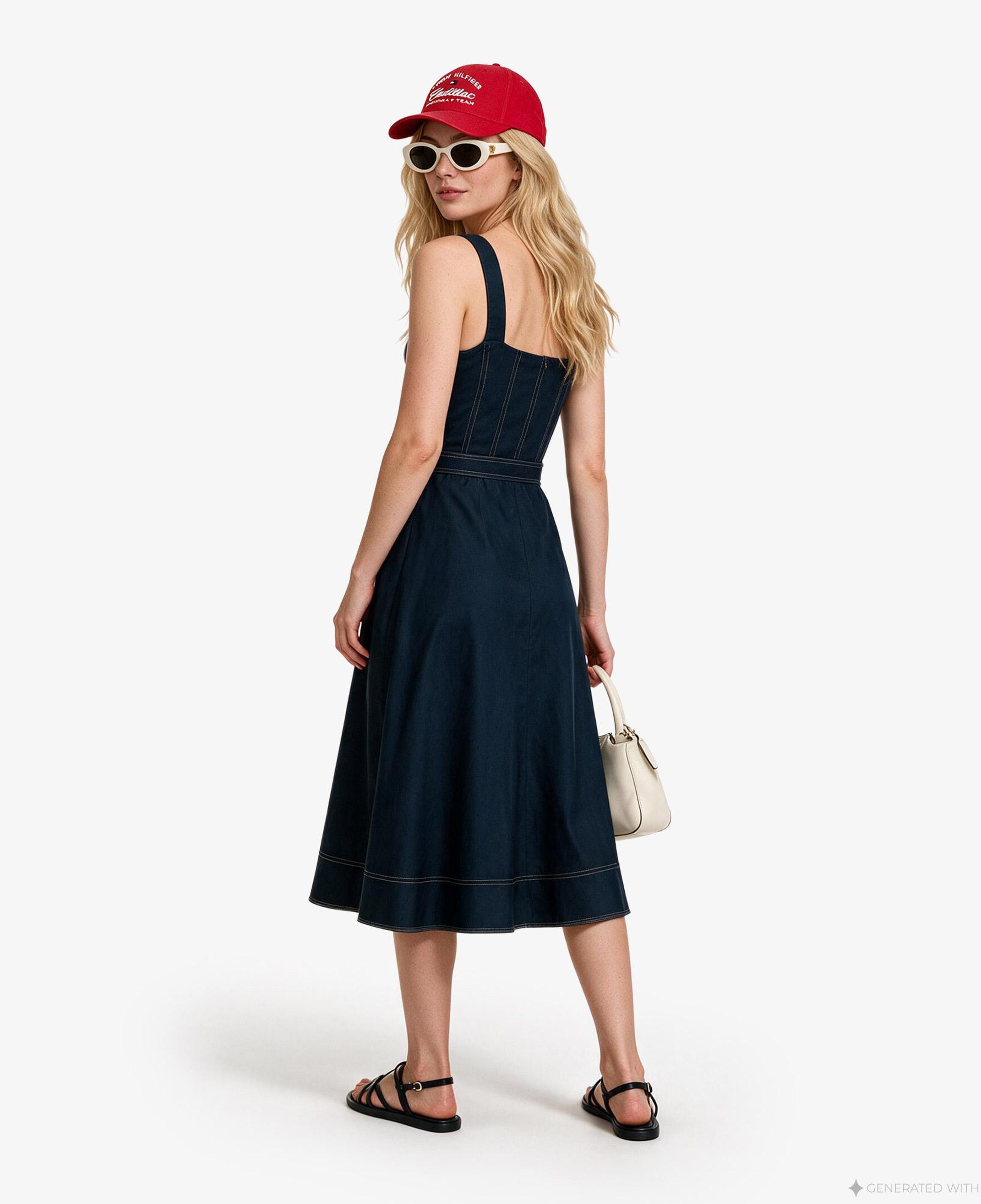 Tommy Hilfiger Contrast Stitch Kadın Lacivert Elbise