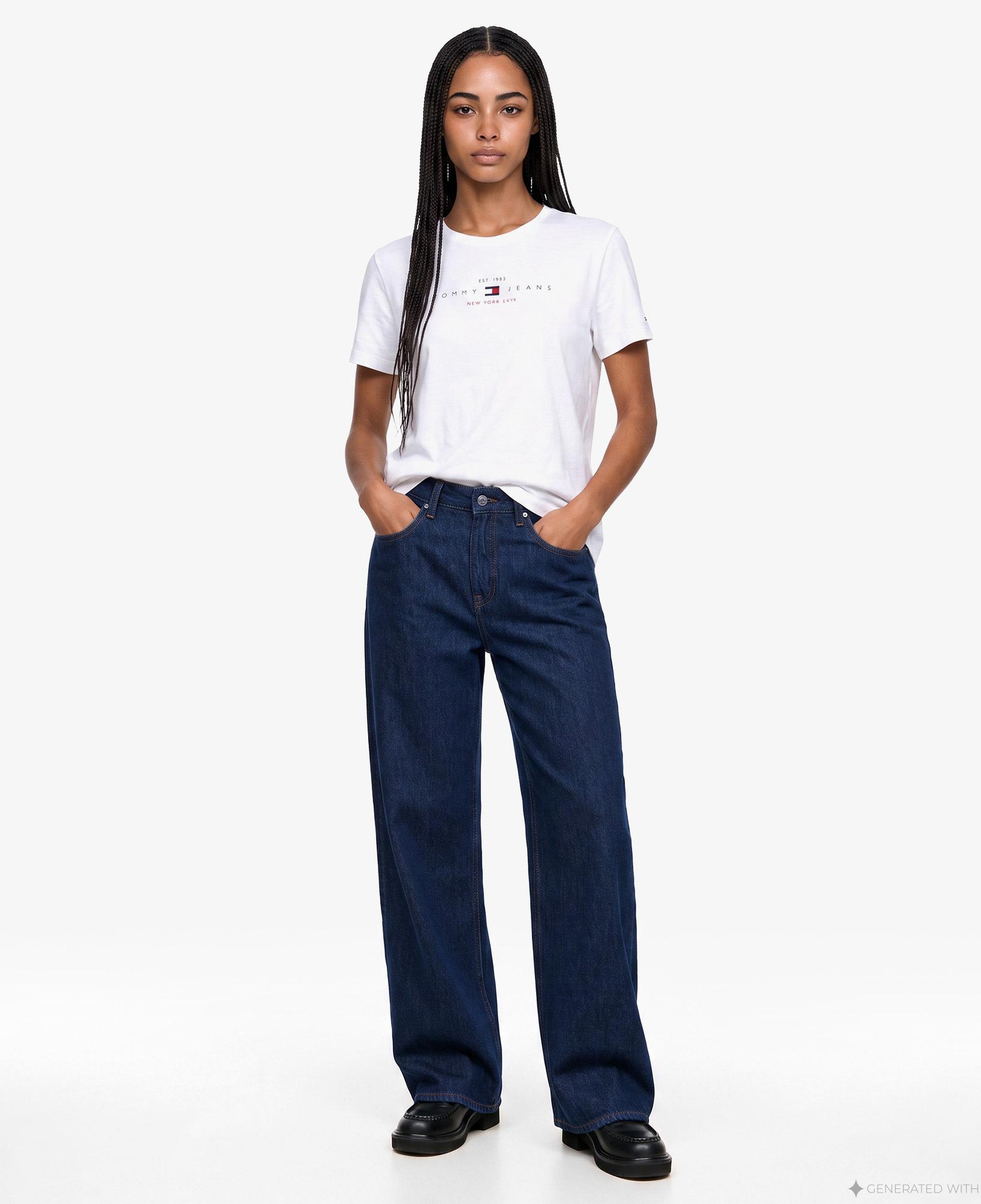 Tommy Hilfiger Linear Kadın Beyaz T-Shirt