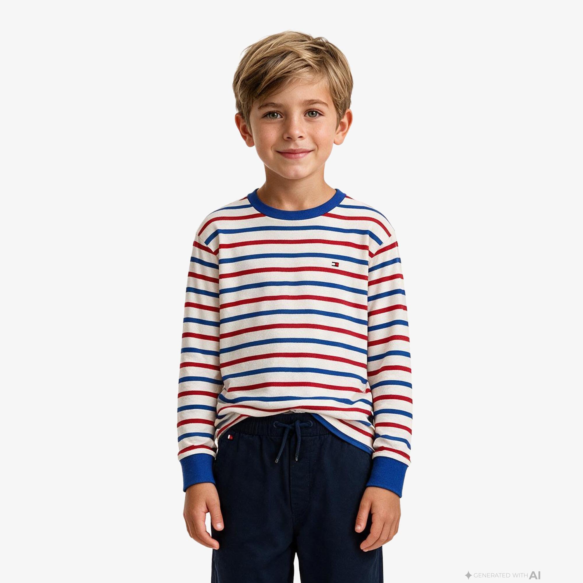 Tommy Hilfiger Stripe Çocuk Kırmızı T-Shirt