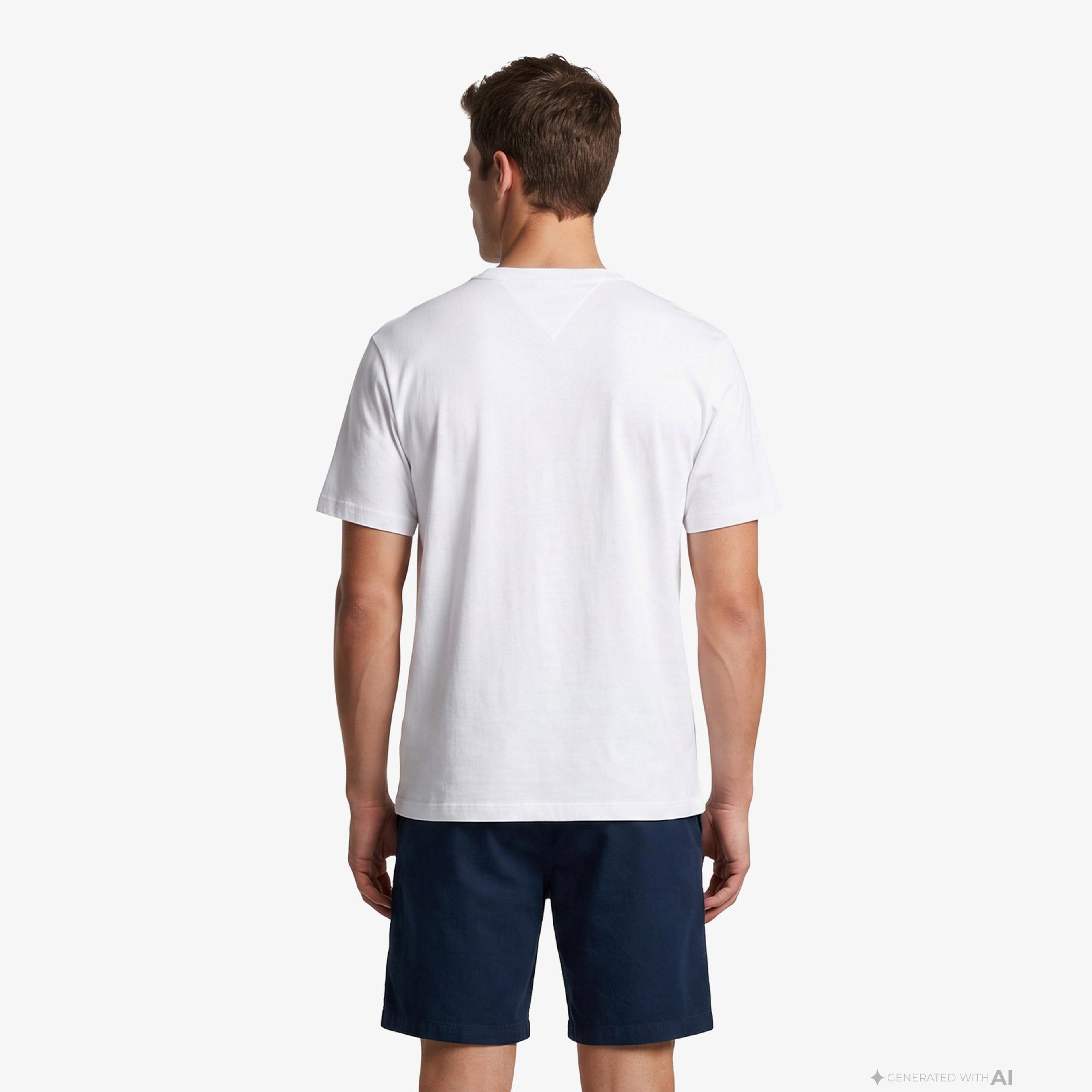 Tommy Hilfiger Script Stack Regular Erkek Beyaz T-Shirt