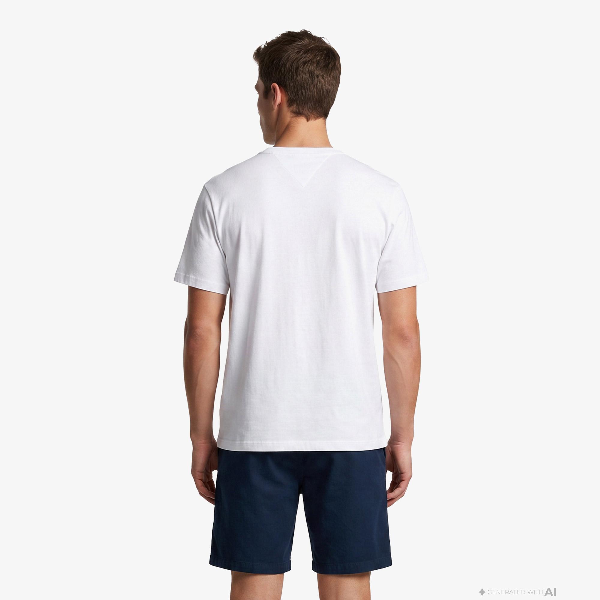 Tommy Hilfiger Script Stack Regular Erkek Beyaz T-Shirt